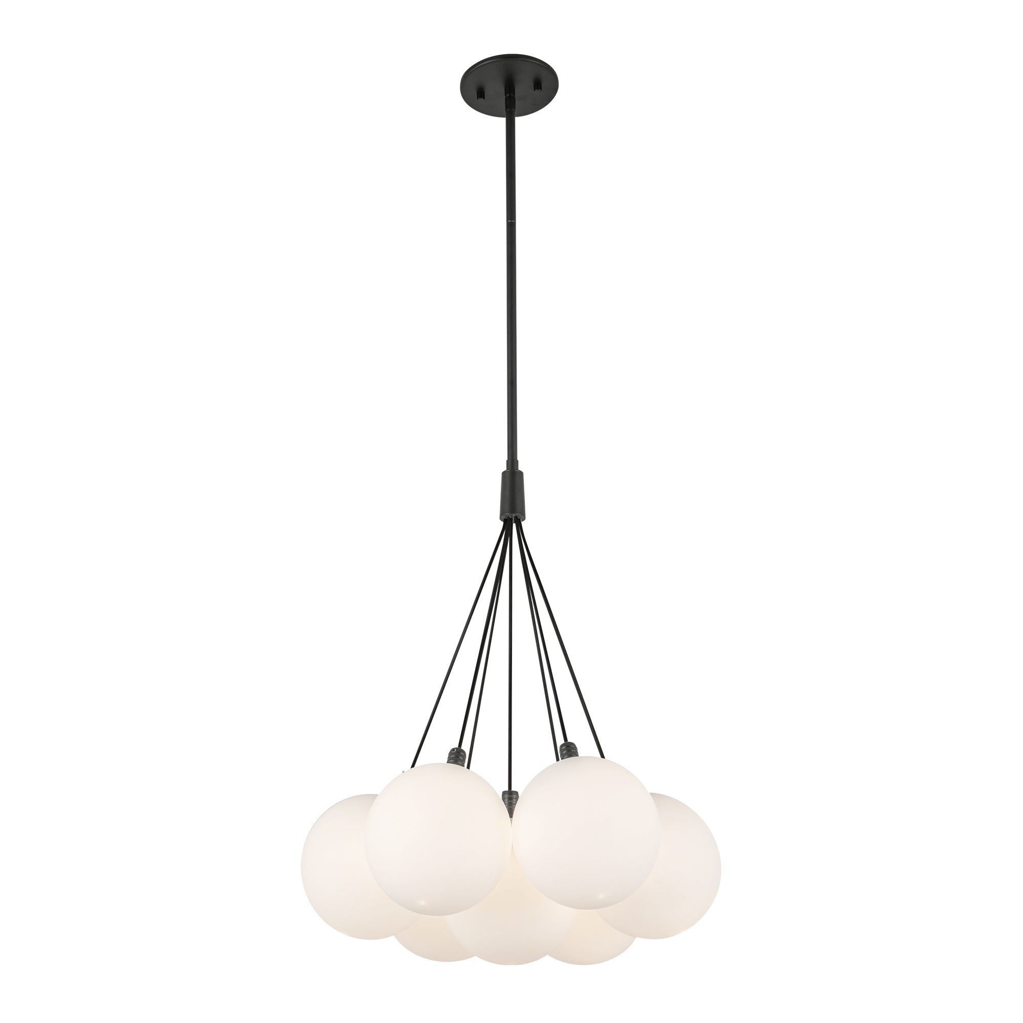 Bolla 16-in Black/Opal Glass LED Chandelier