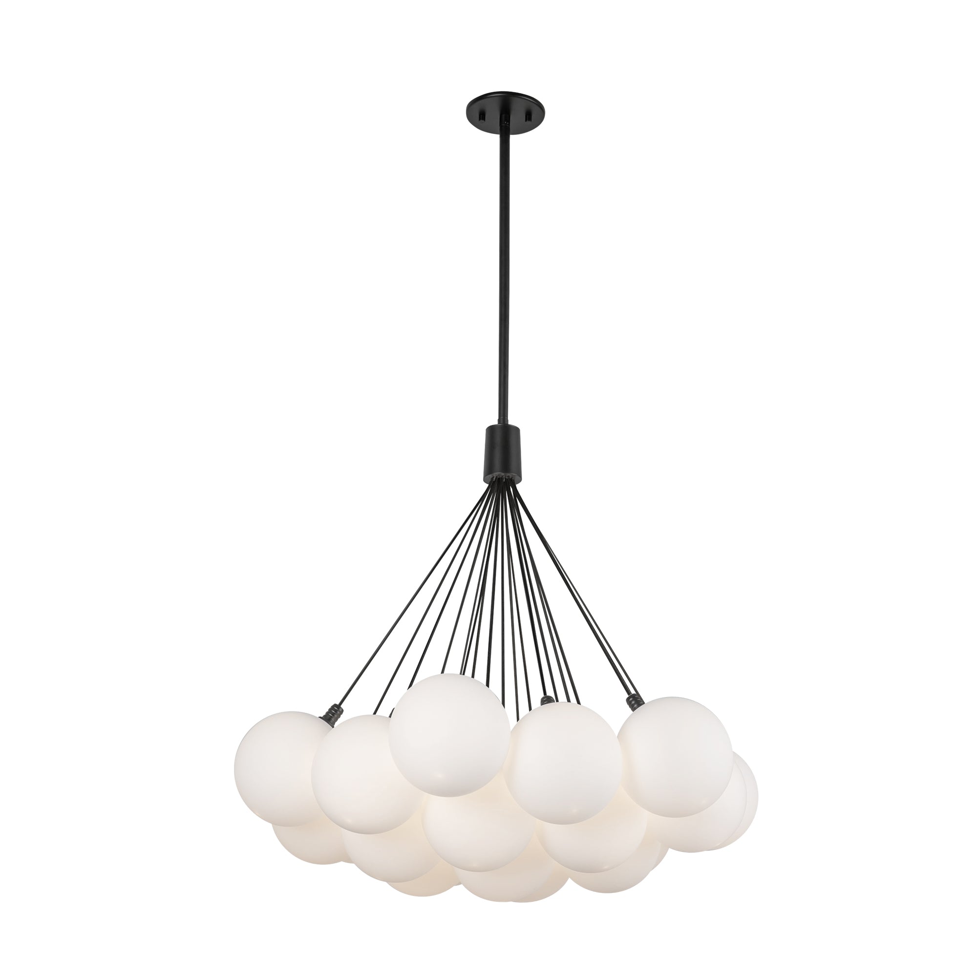 Bolla 28-in Black/Opal Glass LED Chandelier