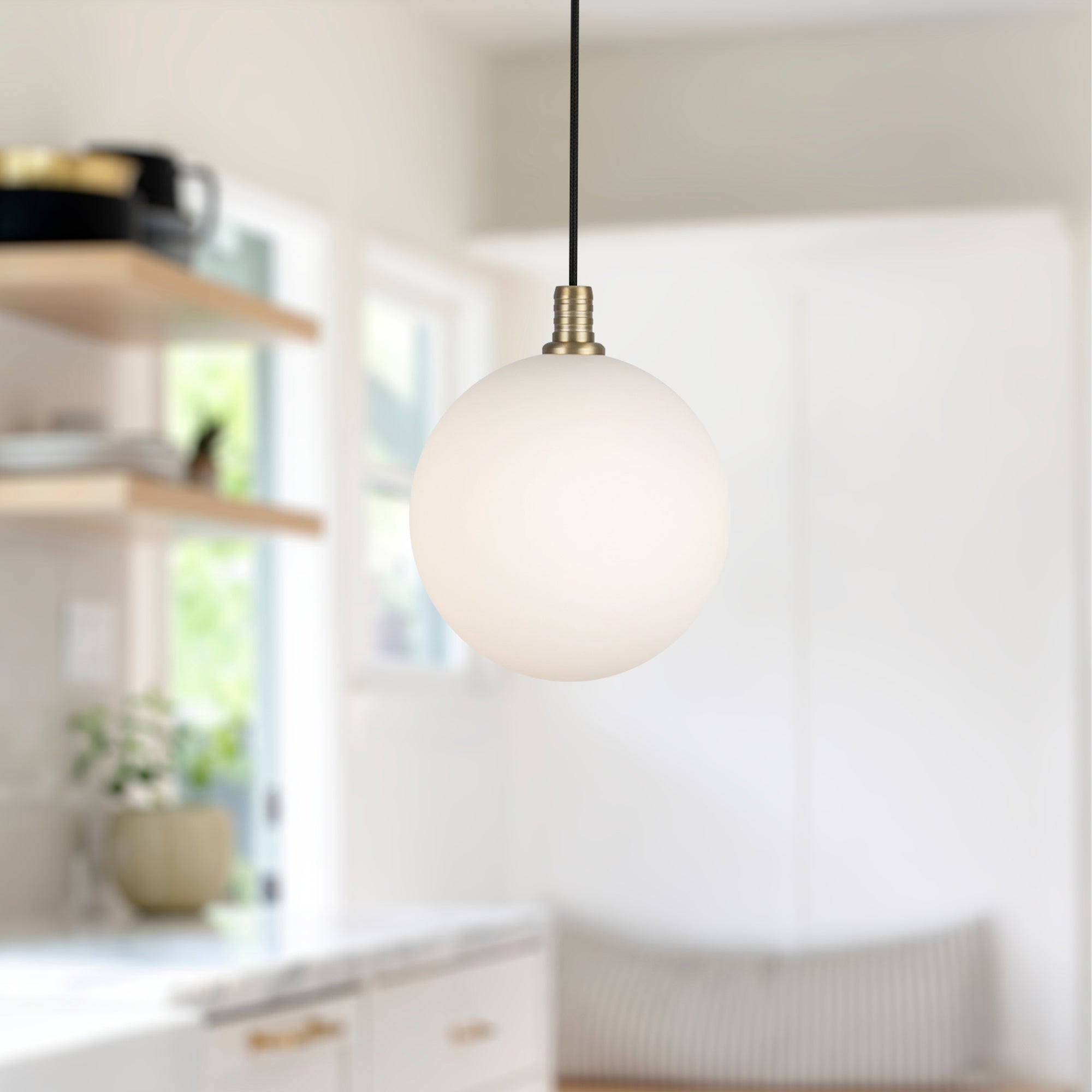 Bolla 5-in Brushed Gold/Opal Glass LED Pendant