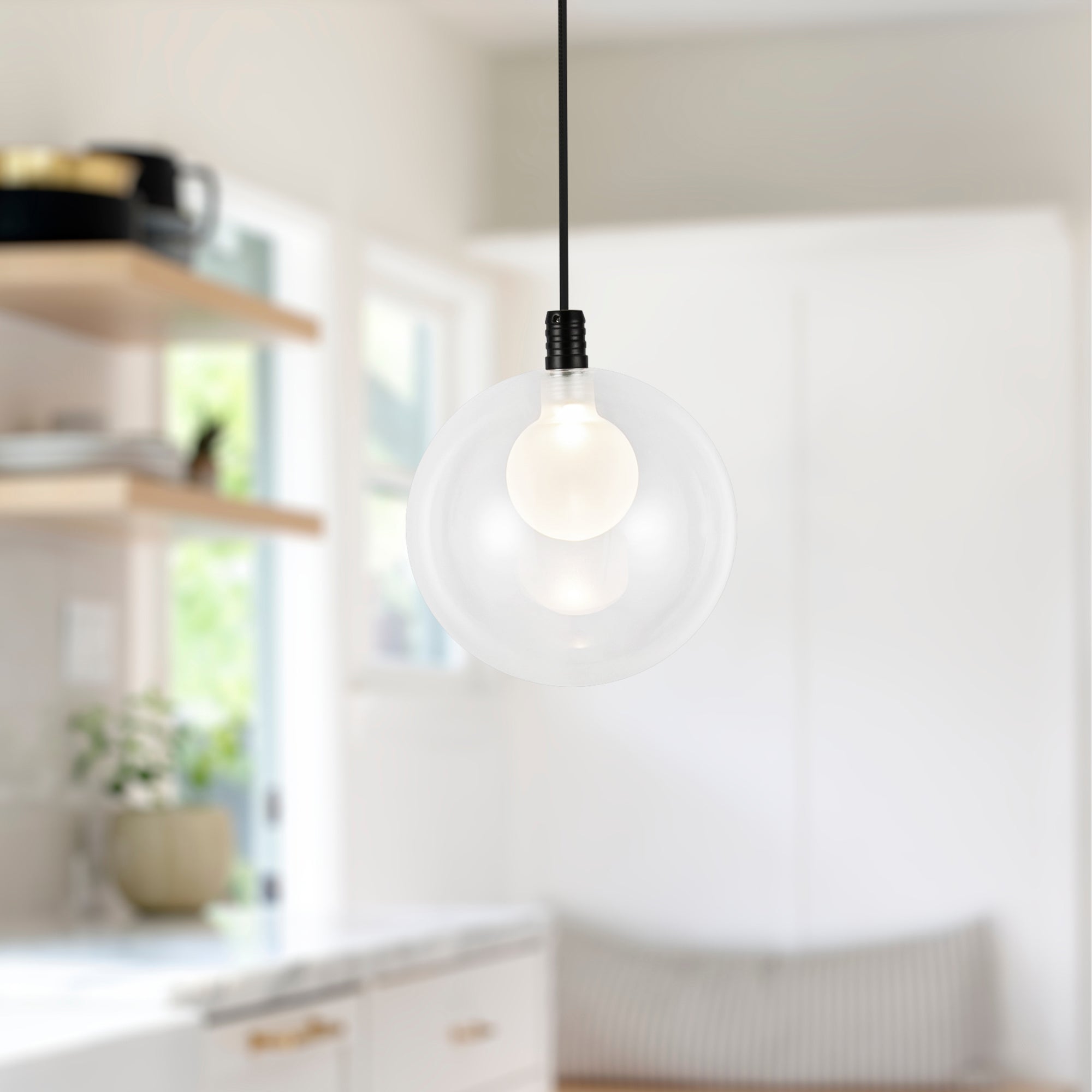 Bolla 5-in Black LED Pendant