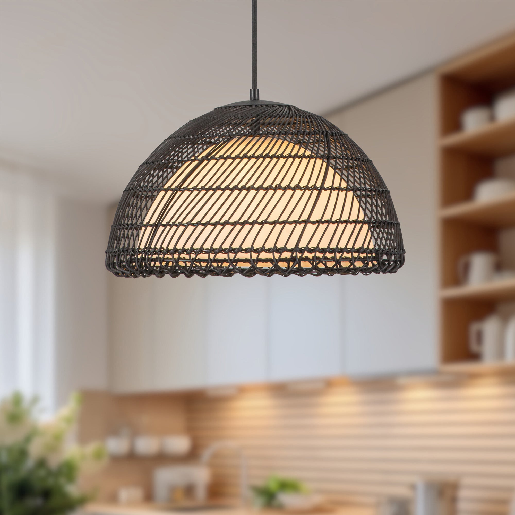 Bondi 16-in Matte Black/Opal 1 Light Pendant