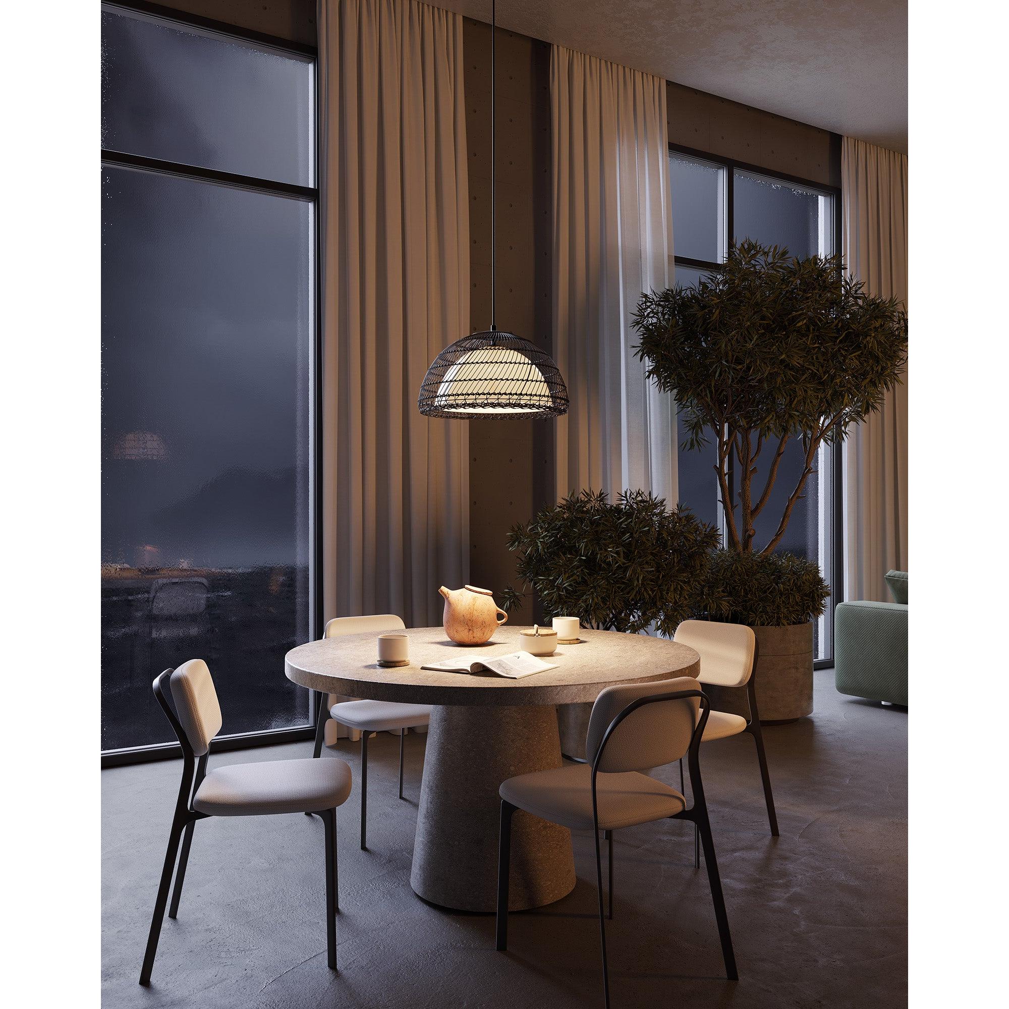 Bondi 16-in Matte Black/Opal 1 Light Pendant