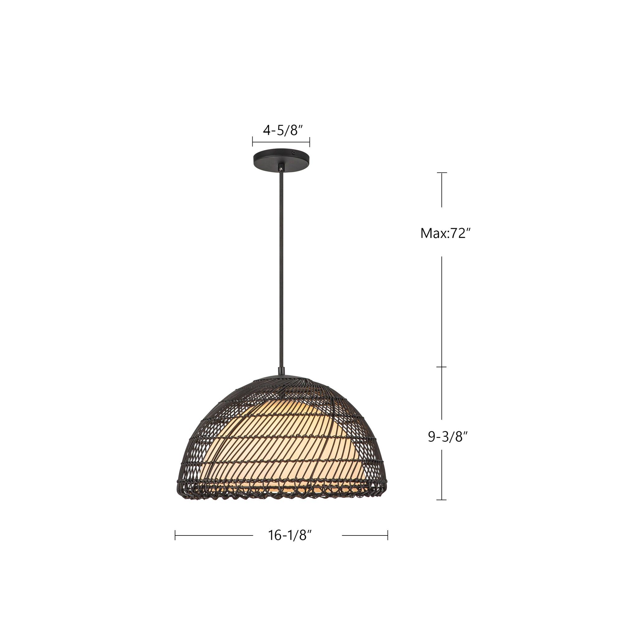 Bondi 16-in Matte Black/Opal 1 Light Pendant