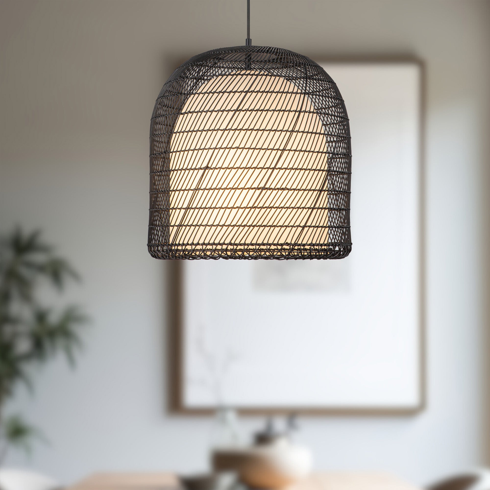 Bondi 20-in Matte Black/Opal Glass 1 Light Pendant