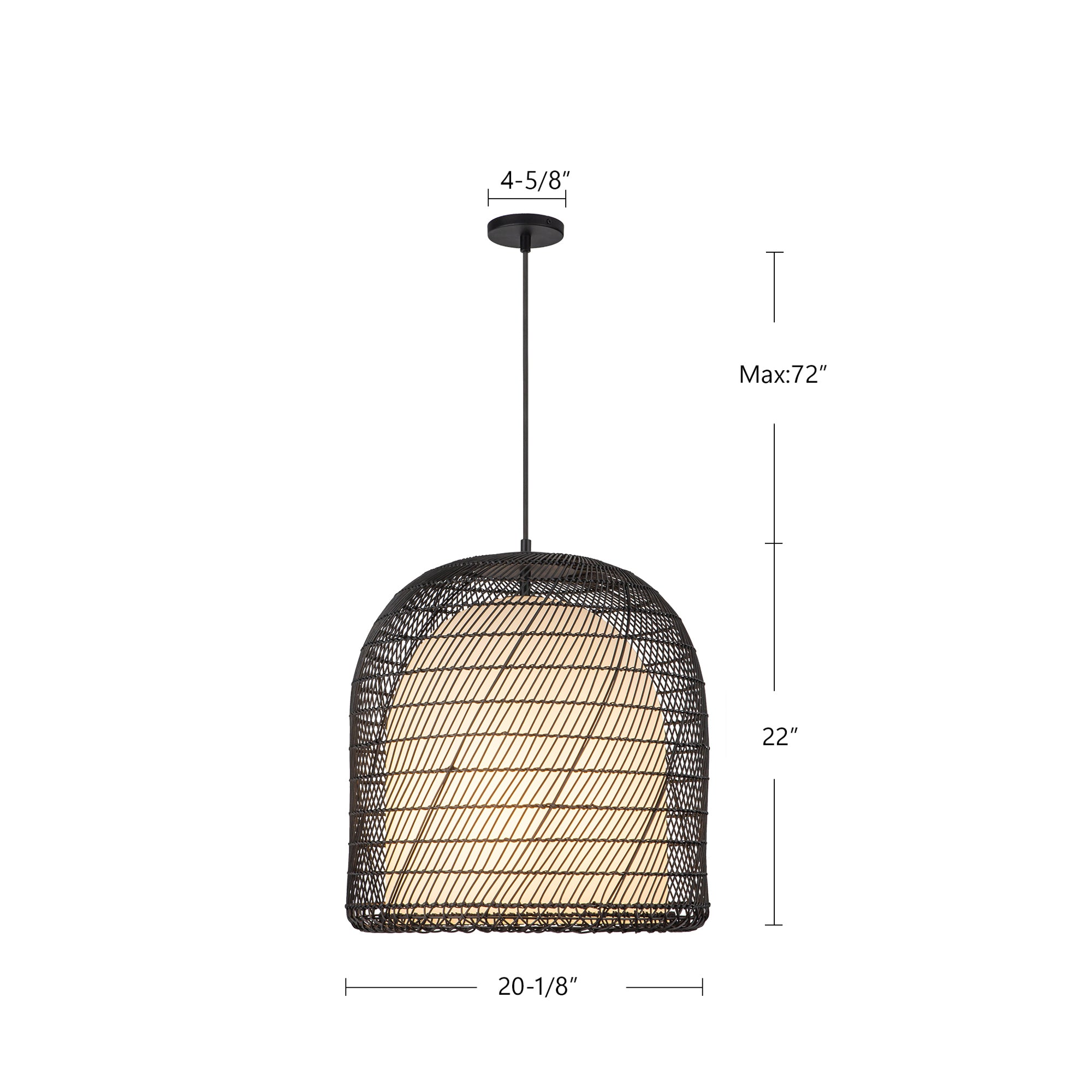 Bondi 20-in Matte Black/Opal Glass 1 Light Pendant