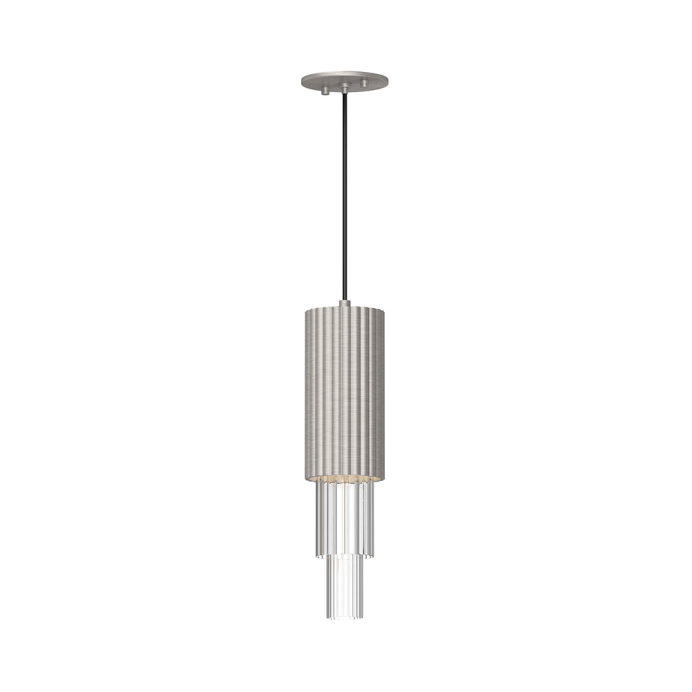 ALORA MOOD Lighting PD502204BNCR Pendant, LED, Art Deco, Brushed Nickel/Clear Ribbed Glass