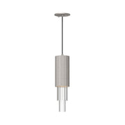 Bordeaux 4-in Brushed Nickel/Clear Ribbed Glass LED Pendant