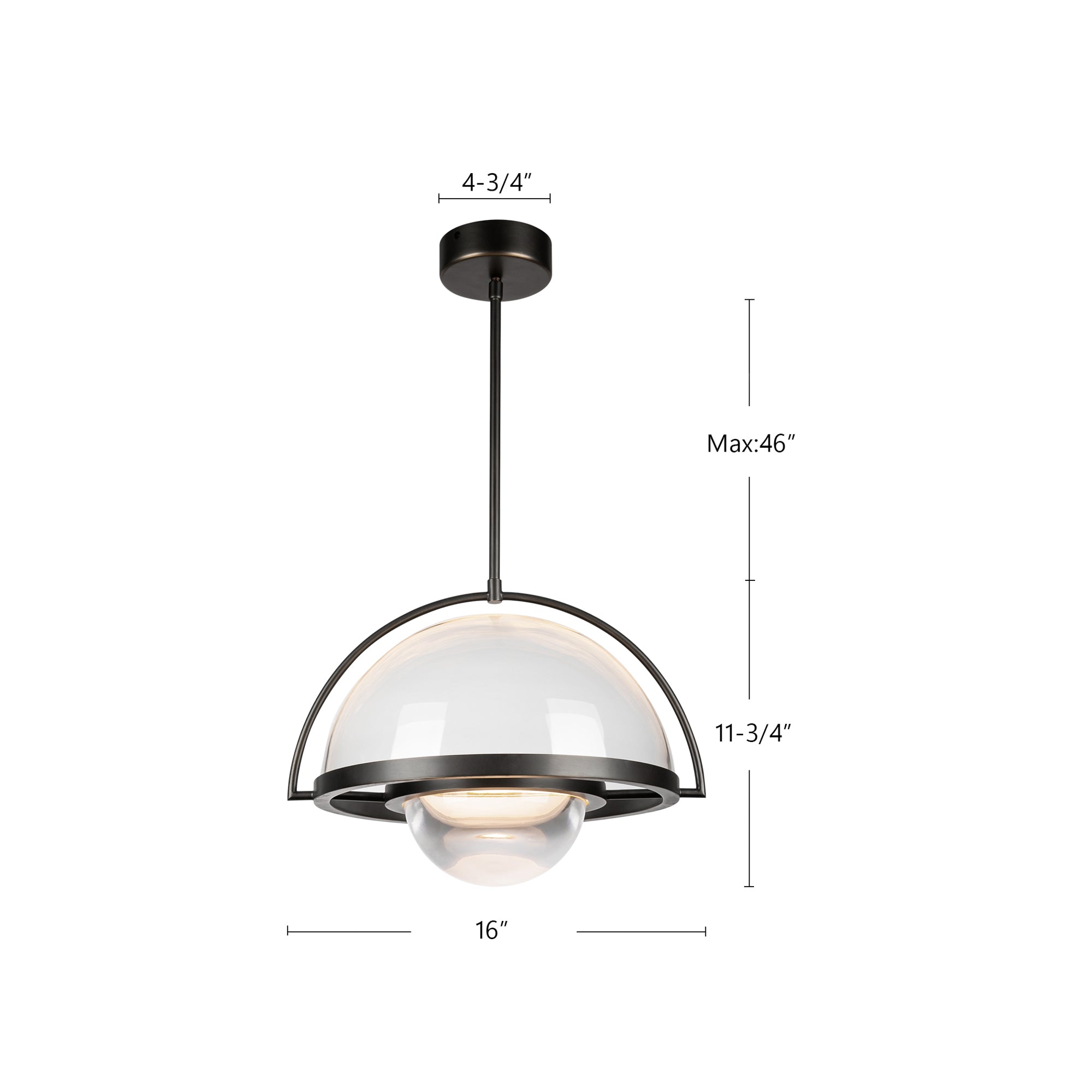 Bowery 14-in Urban Bronze LED Pendant