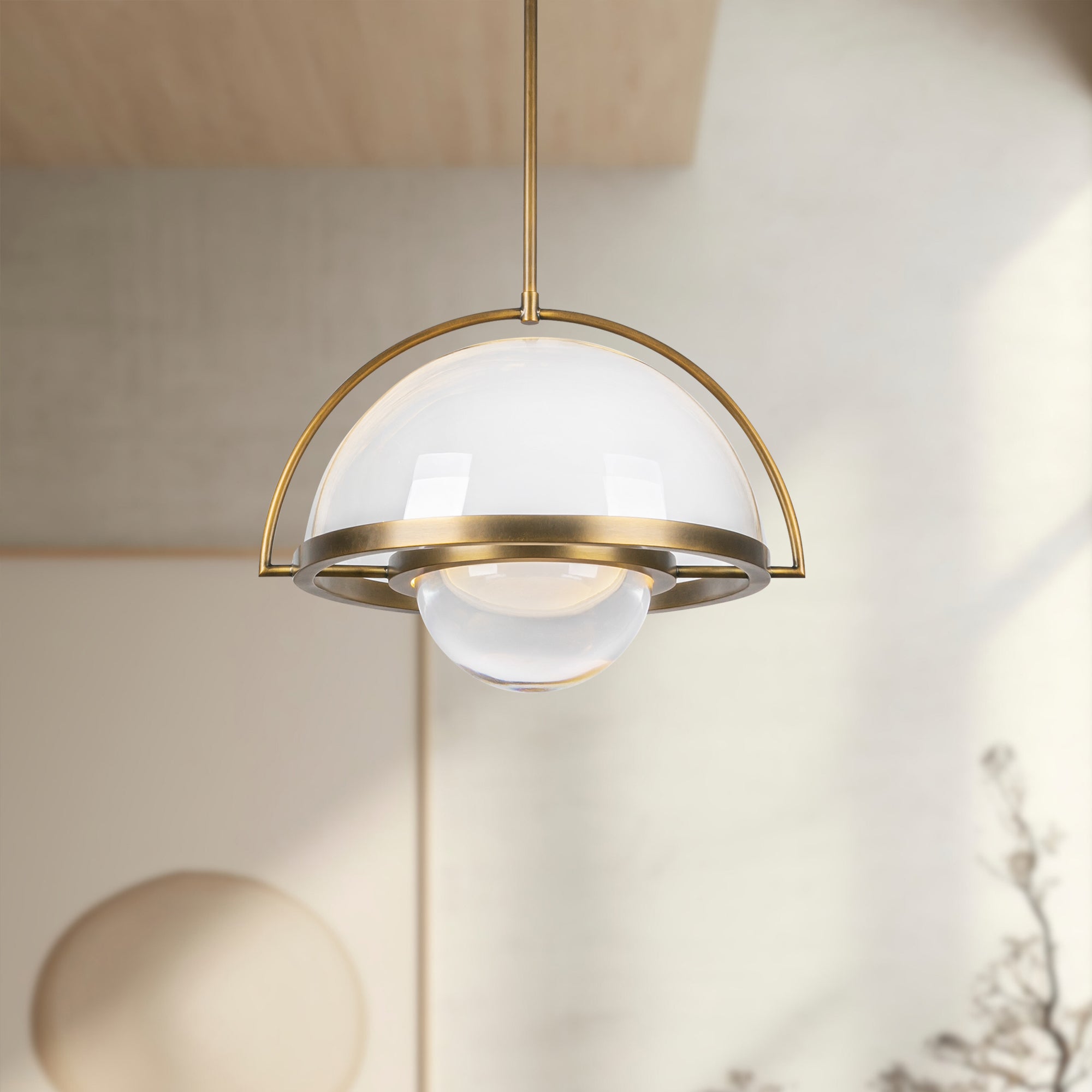 Bowery 14-in Vintage Brass LED Pendant
