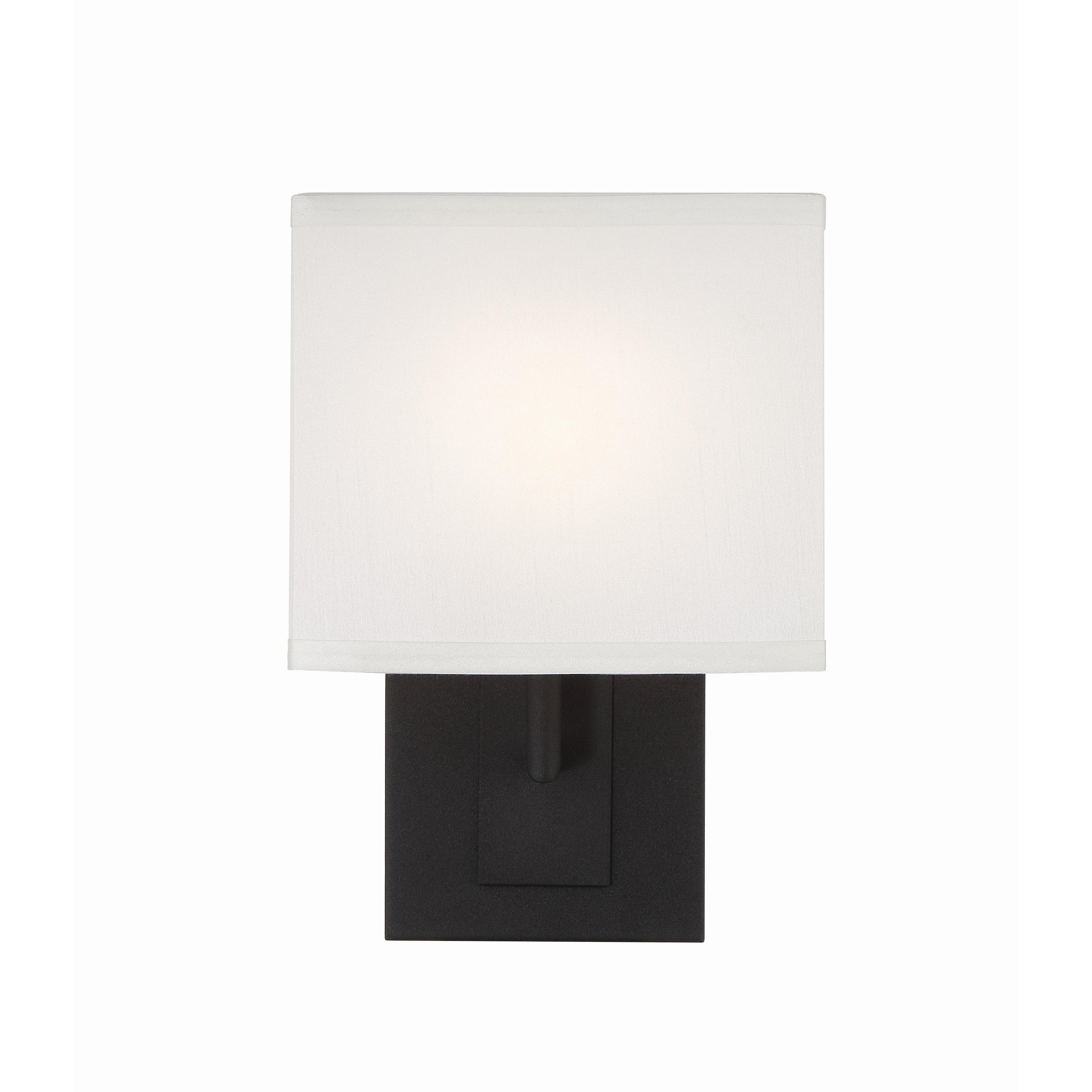 Crystorama Brent BRE-A3632-BF – 7 Inch – 1 Light – Sconce – Black Forged – Damp Rated