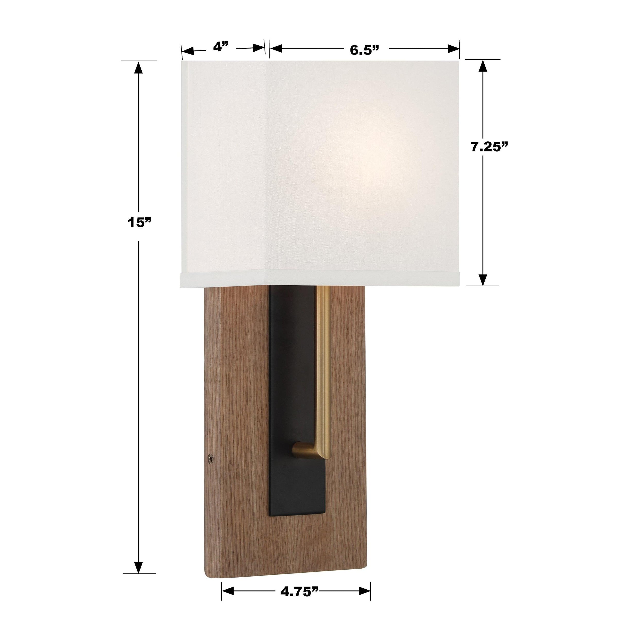 Crystorama Brent BRE-A3633-MK-VG – 6.5 Inch – 1 Light – Sconce – Matte Black + Vibrant Gold – Damp Rated