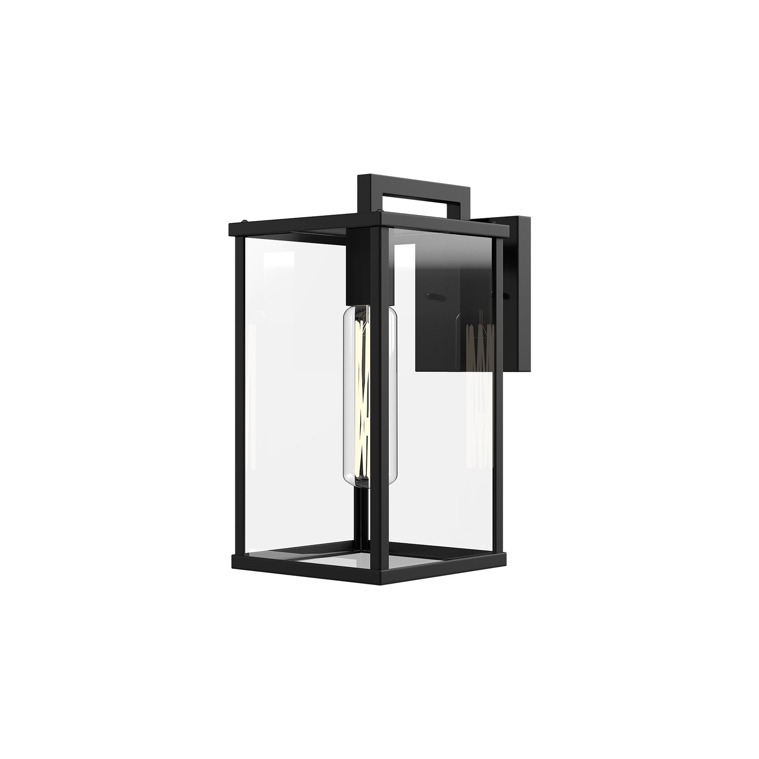 Brentwood 12-in Clear Glass/Textured Black 1 Light Exterior Wall Sconce