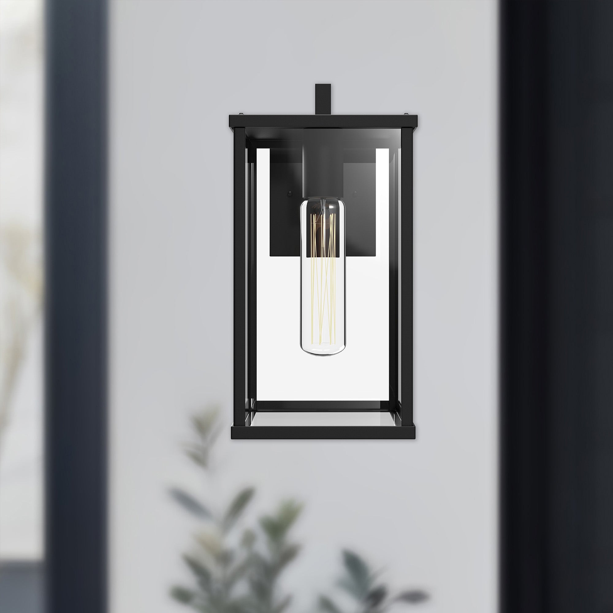 Brentwood 12-in Clear Glass/Textured Black 1 Light Exterior Wall Sconce