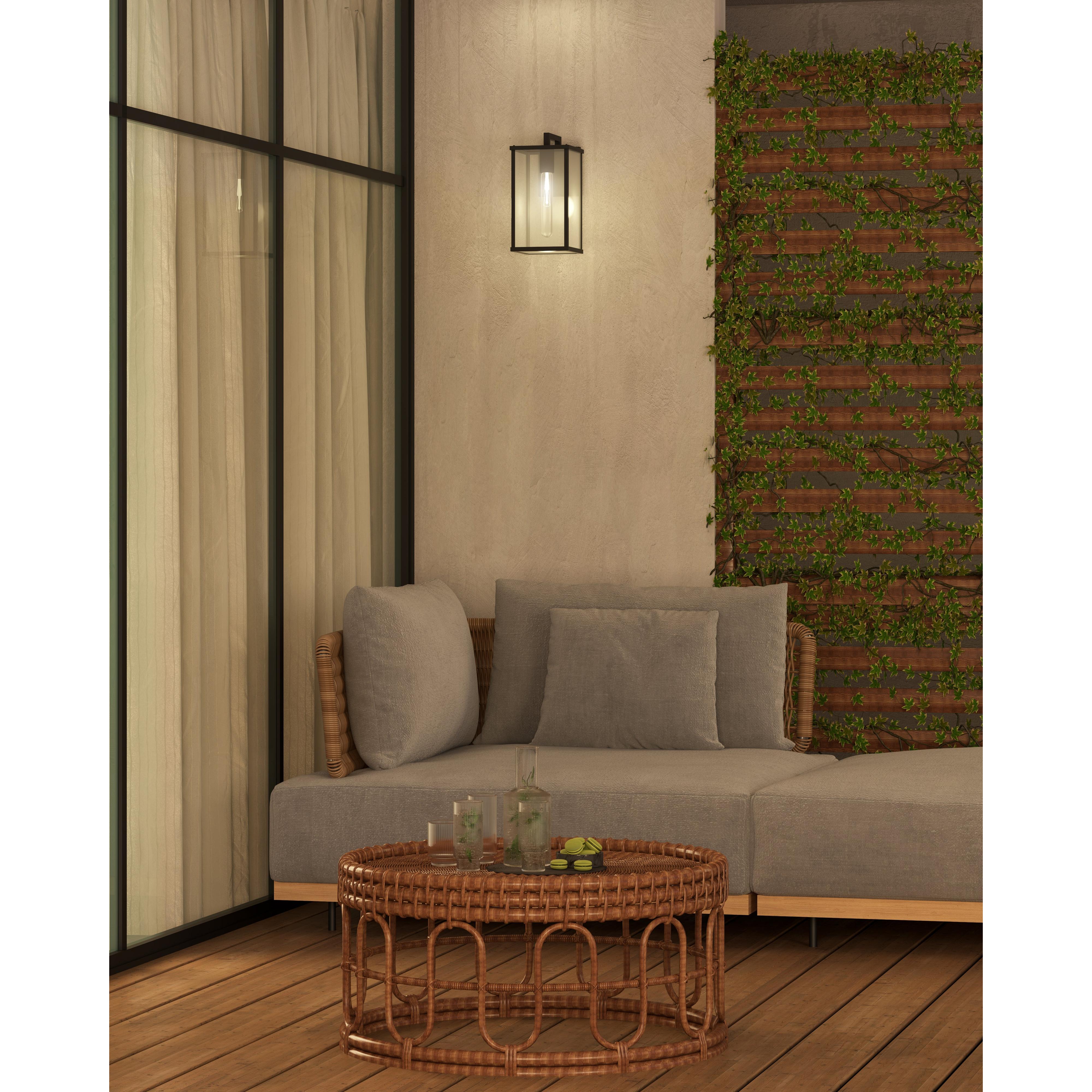 Brentwood 12-in Clear Glass/Textured Black 1 Light Exterior Wall Sconce