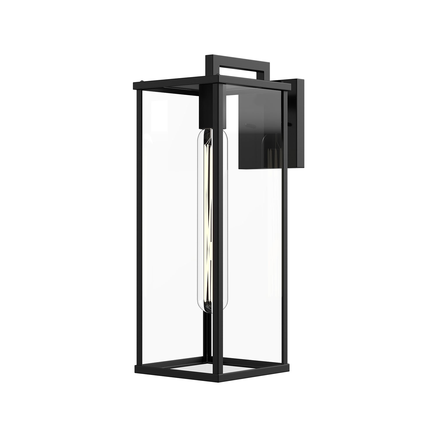 Brentwood 17-in Clear Glass/Textured Black 1 Light Exterior Wall Sconce