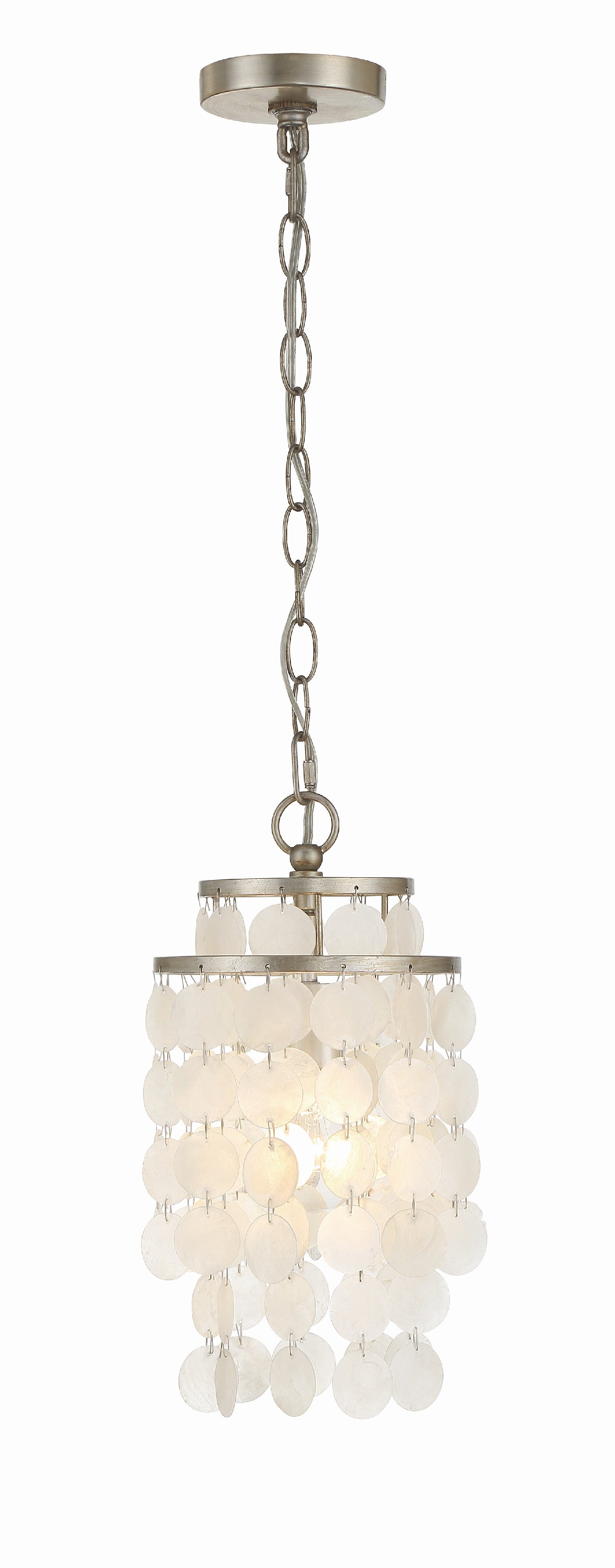 Crystorama Brielle BRI-3000-SA – 7 Inch – 1 Light – Pendant Light – Antique Silver – Damp Rated