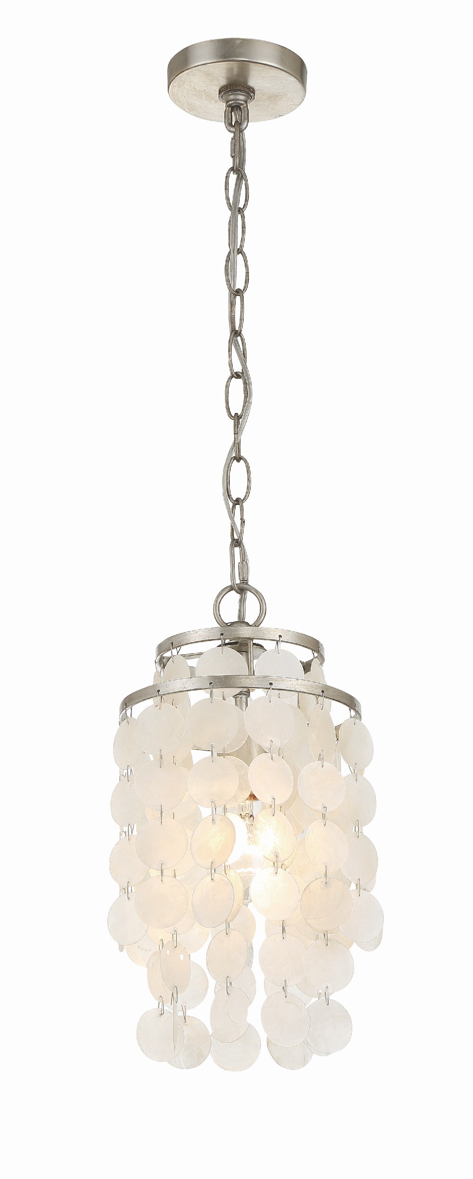 Crystorama Brielle BRI-3000-SA – 7 Inch – 1 Light – Pendant Light – Antique Silver – Damp Rated