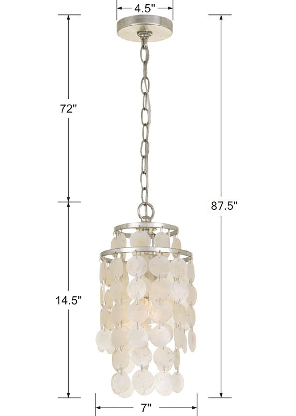 Crystorama Brielle BRI-3000-SA – 7 Inch – 1 Light – Pendant Light – Antique Silver – Damp Rated