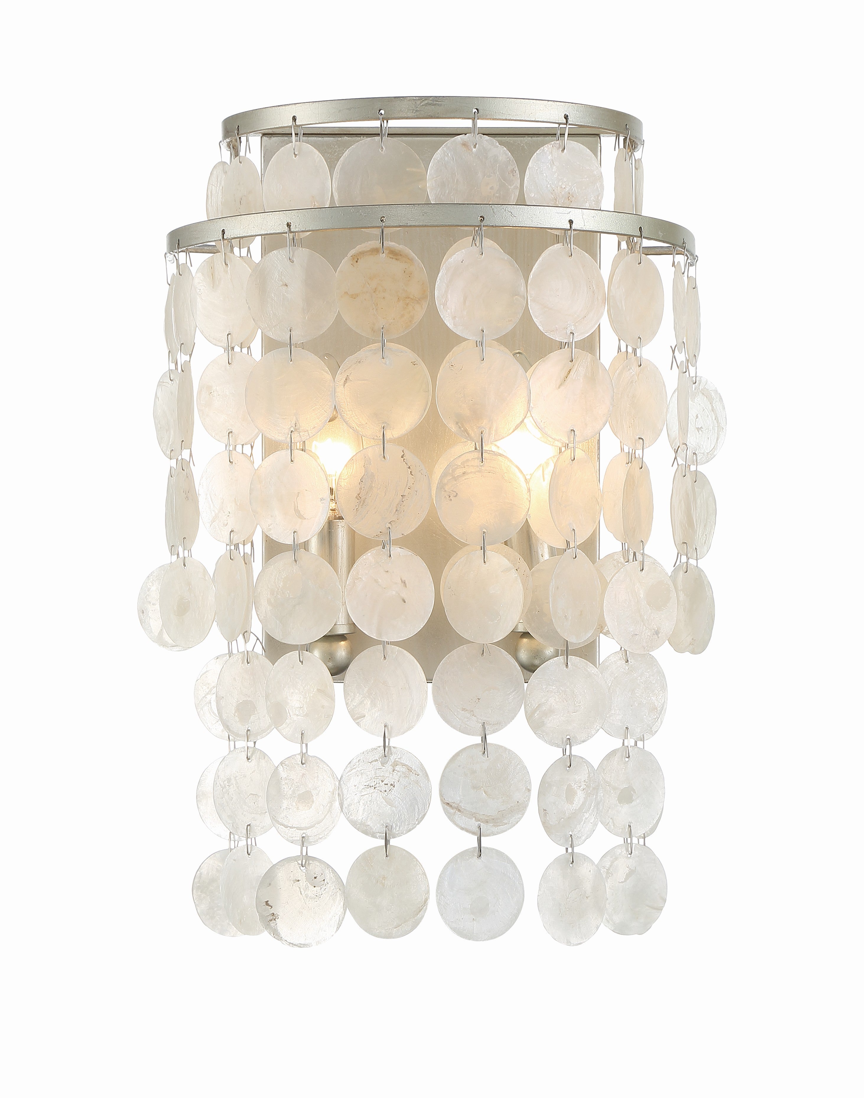 Crystorama Brielle BRI-3002-SA – 9 Inch – 2 Light – Sconce – Antique Silver – Damp Rated