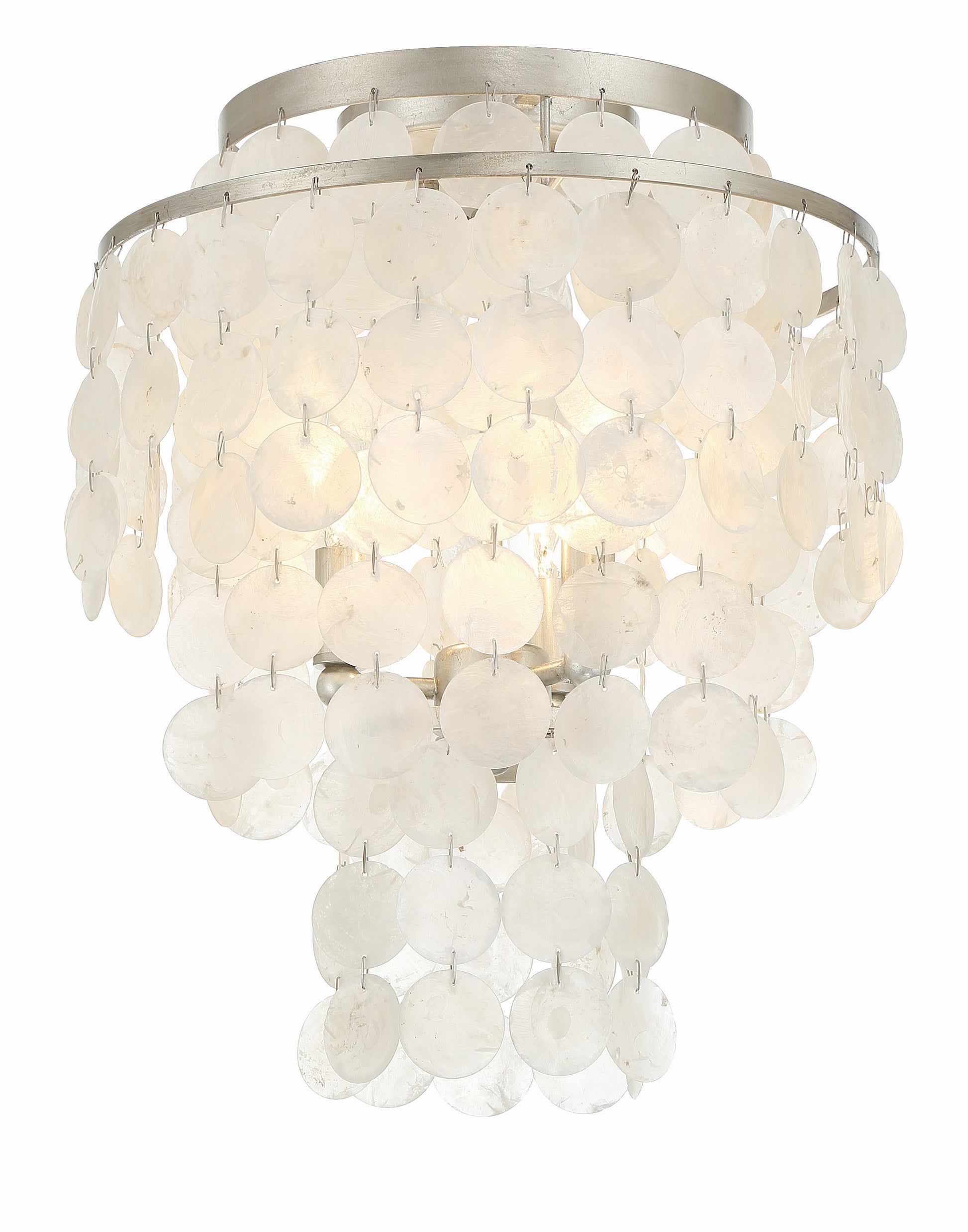 Crystorama Brielle BRI-3003-SA – 13 Inch – 3 Light – Semi Flush Mount Light – Antique Silver – Damp Rated