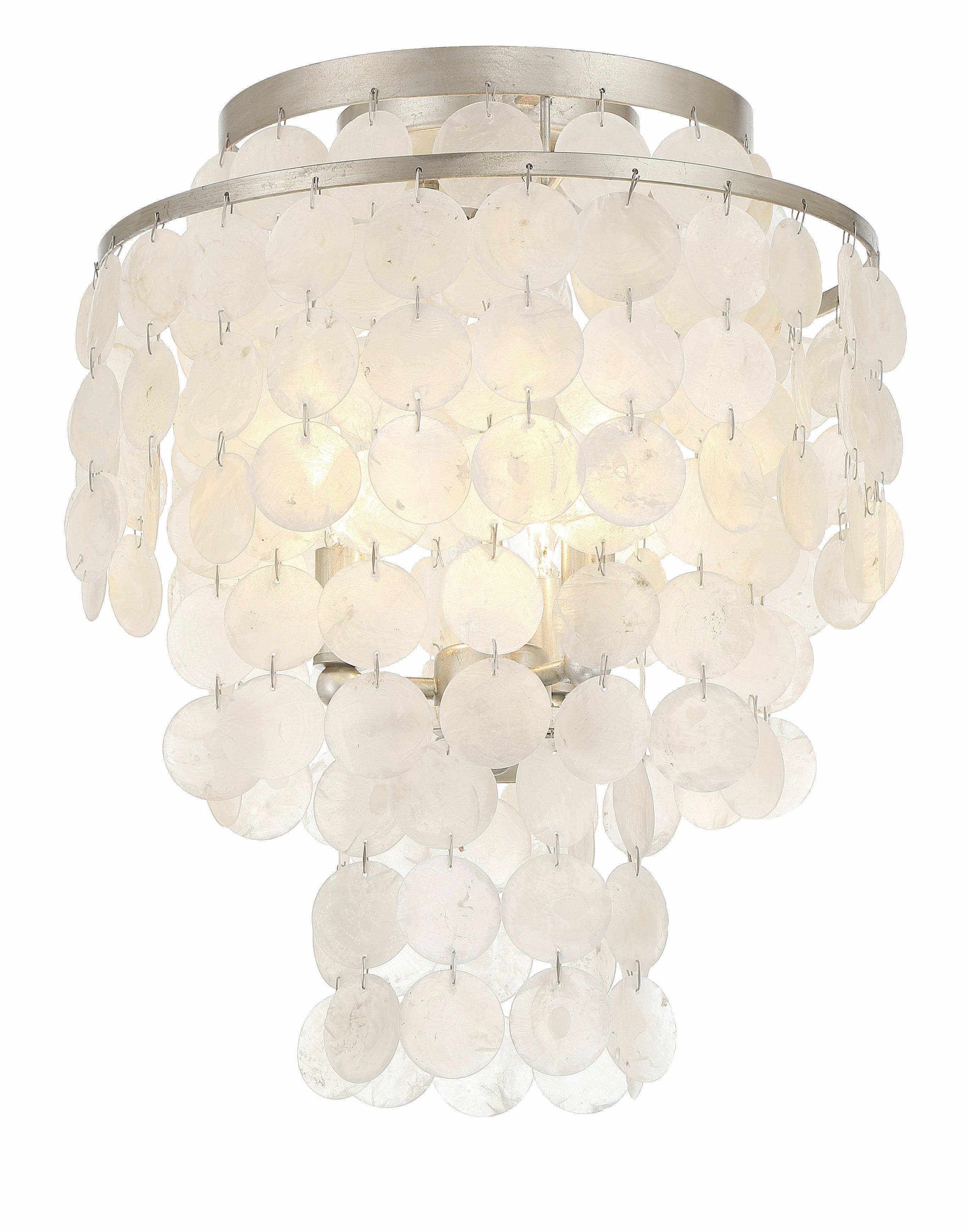 Crystorama Brielle BRI-3003-SA – 13 Inch – 3 Light – Semi Flush Mount Light – Antique Silver – Damp Rated