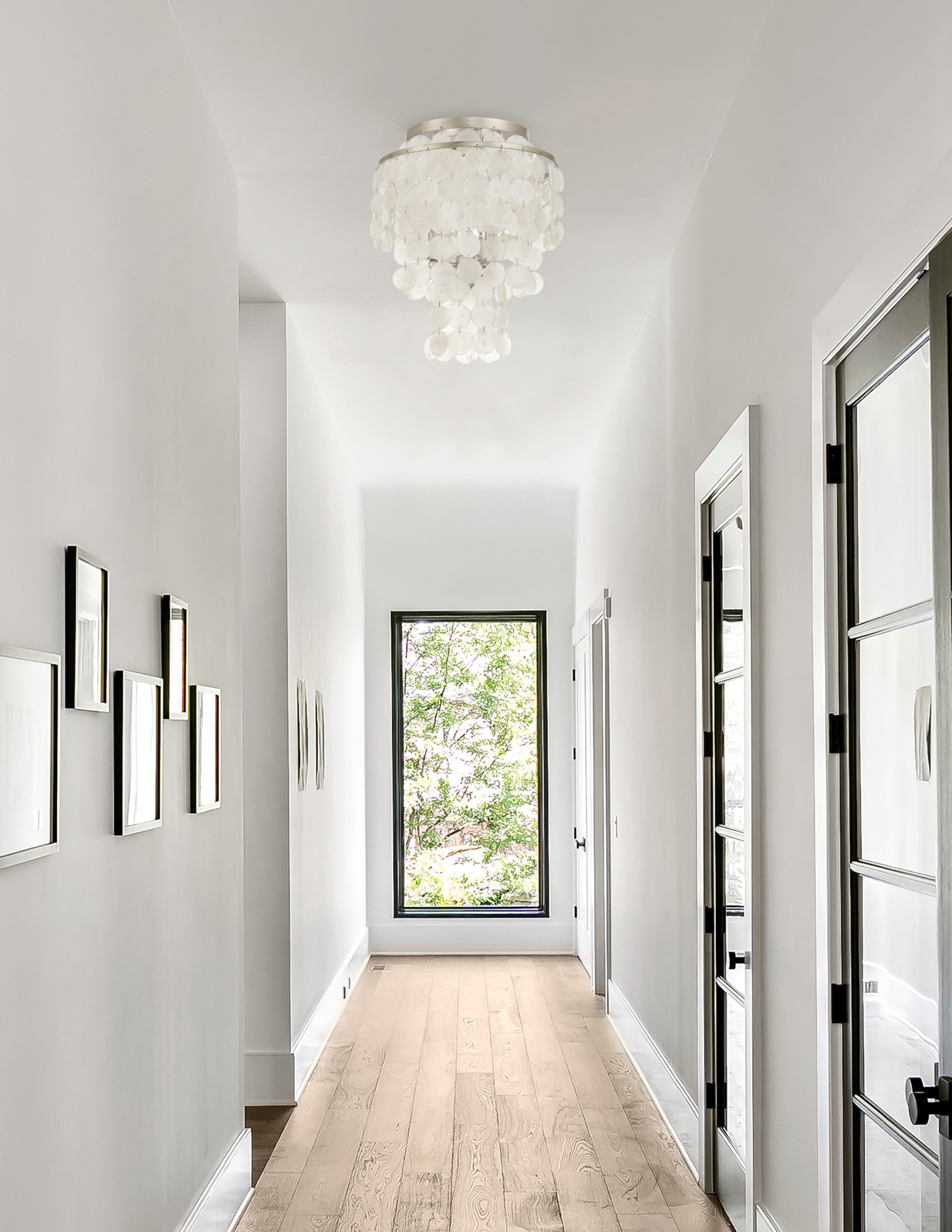 Crystorama Brielle BRI-3003-SA – 13 Inch – 3 Light – Semi Flush Mount Light – Antique Silver – Damp Rated