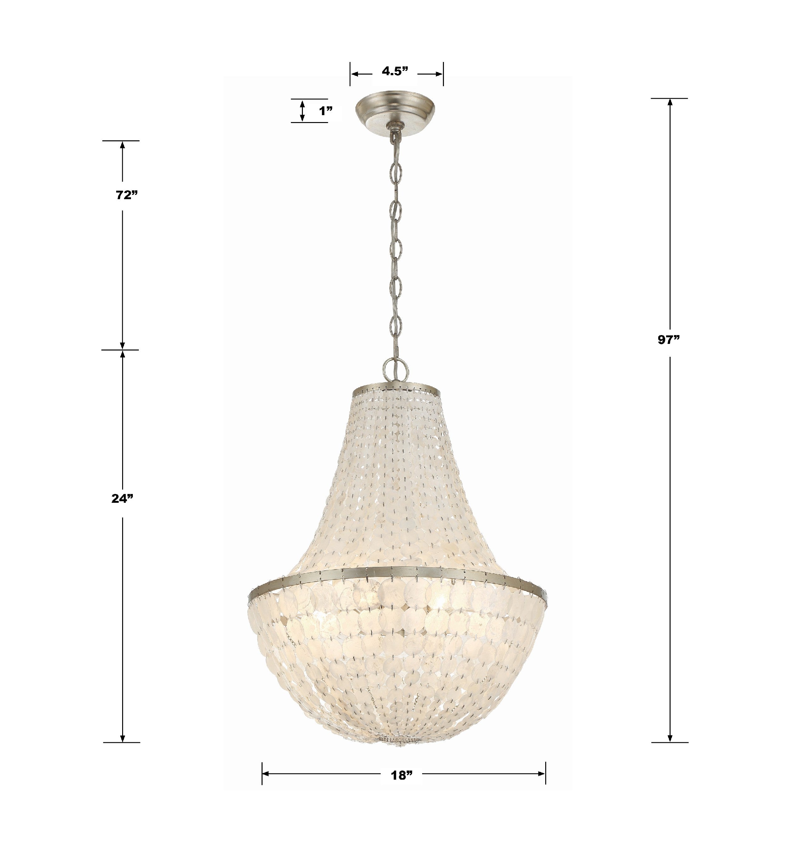 Crystorama Brielle BRI-3006-SA – 18 Inch – 6 Light – Chandelier – Antique Silver – Damp Rated
