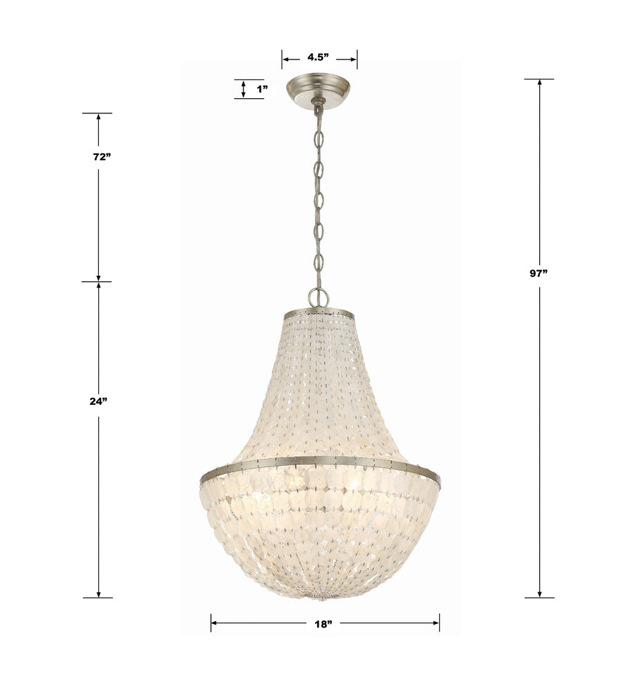 Crystorama BRIELLE BRI-3006-SA Chandelier Contemporary - Antique Silver