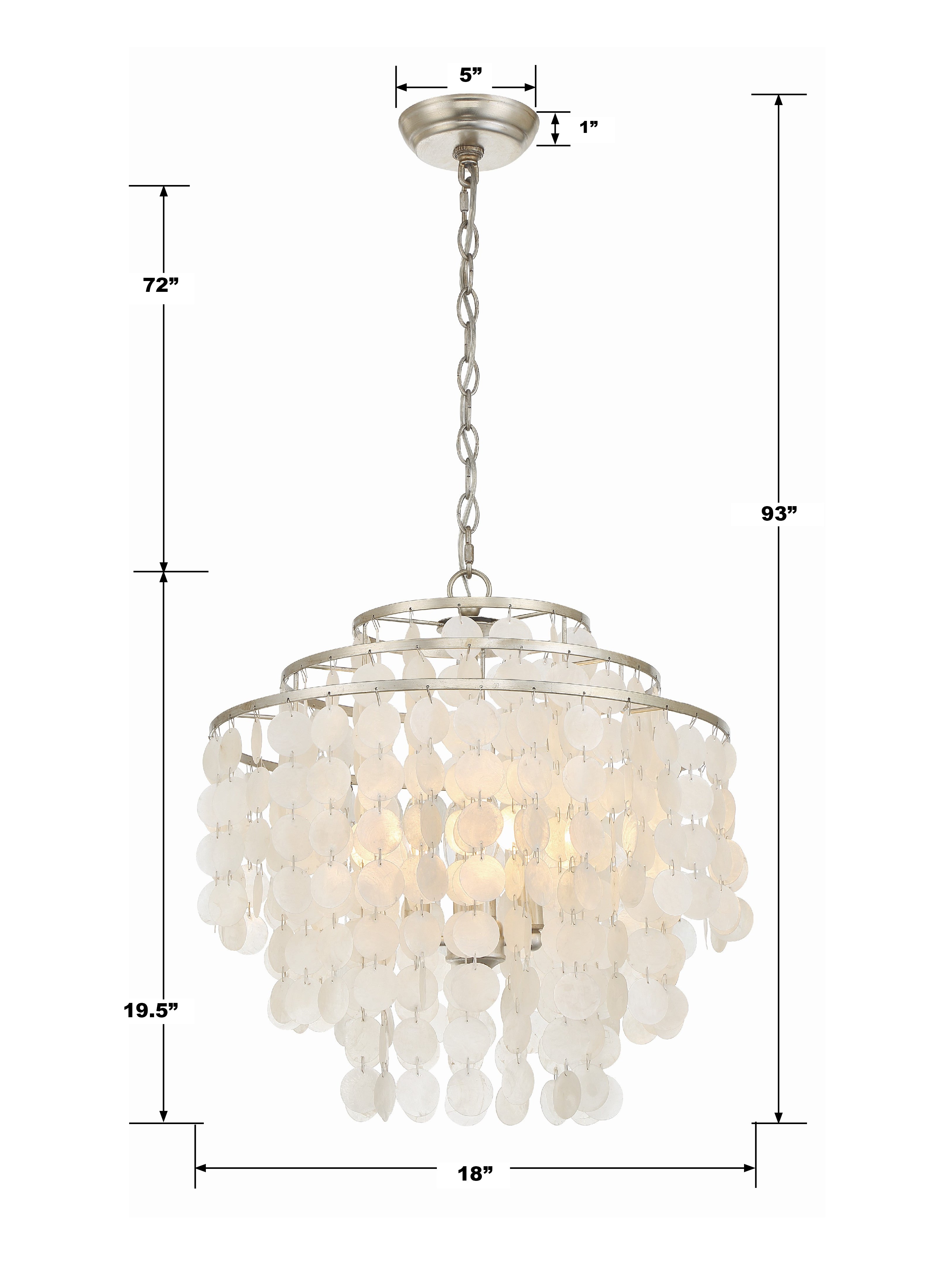 Crystorama Brielle BRI-3008-SA – 18 Inch – 4 Light – Chandelier – Antique Silver – Damp Rated