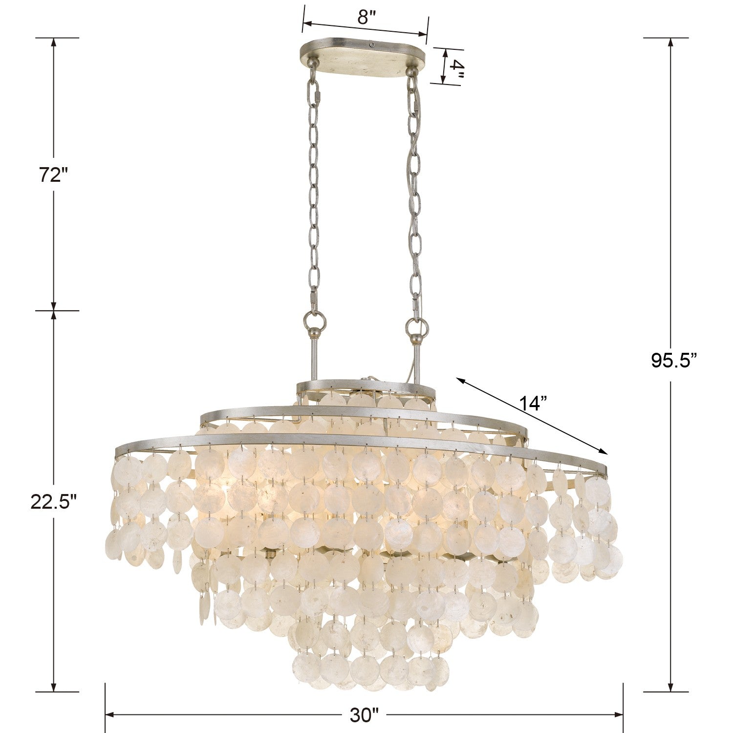 Crystorama Brielle BRI-3009-SA – 30 Inch – 6 Light – Chandelier – Antique Silver – Damp Rated