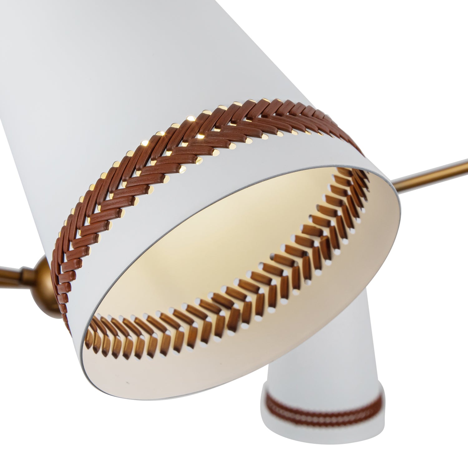 Brickell 45-in Matte White/Hazelnut Leather 5 Lights Chandeliers