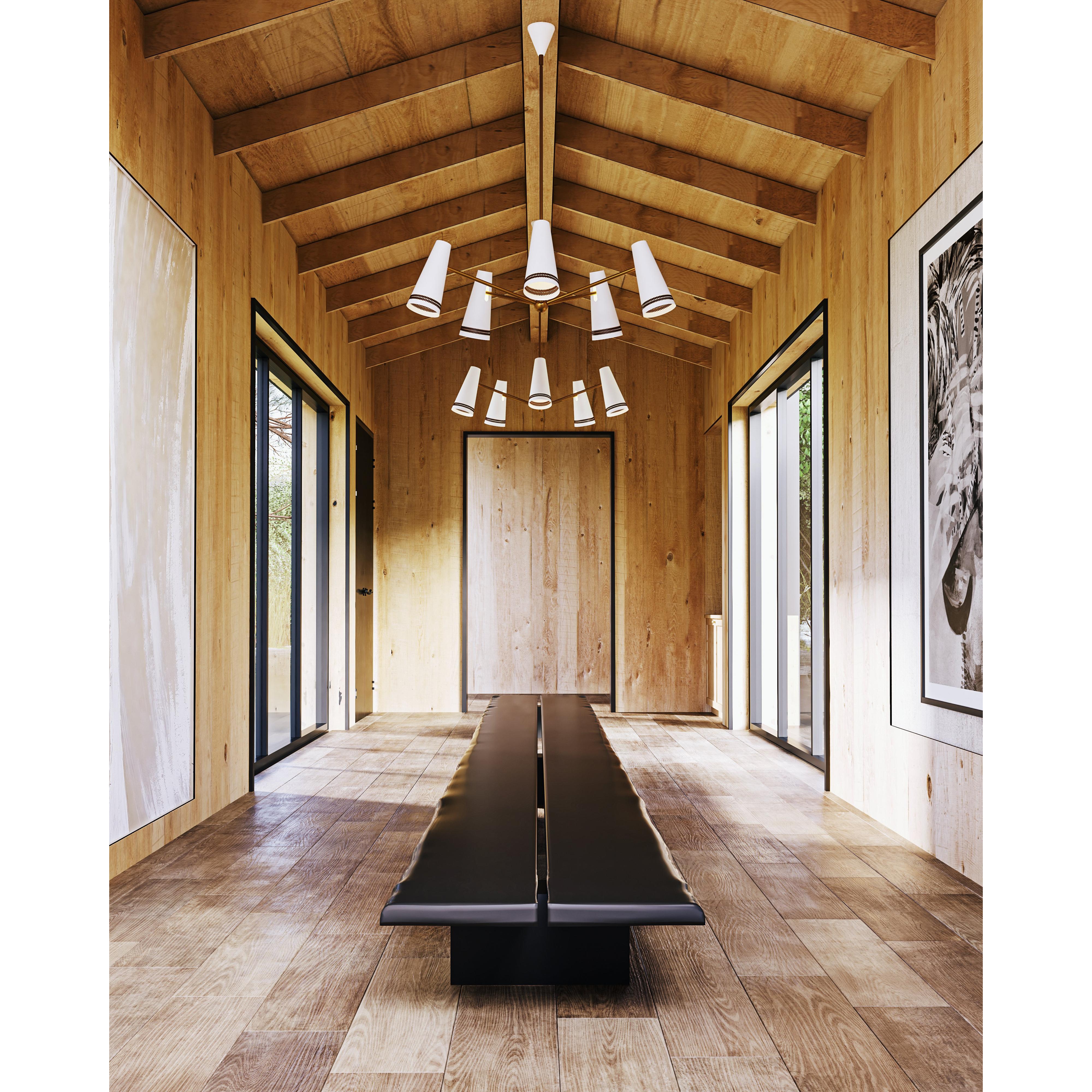 Brickell 45-in Matte White/Hazelnut Leather 5 Lights Chandeliers