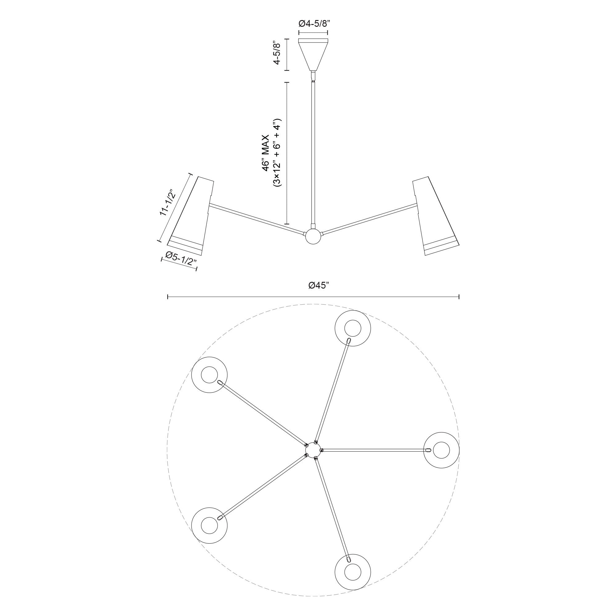 Brickell 45-in Matte Black/Hazelnut Leather 5 Lights Chandeliers