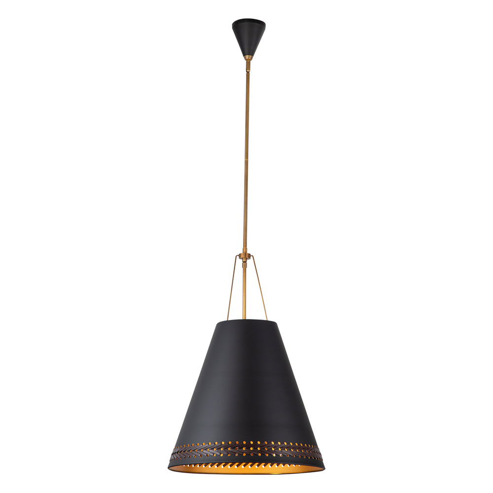 ALORA Lighting PD342020MBHL Pendant Light Fixture, UL Dry Rated, Matte Black/Hazelnut Leather