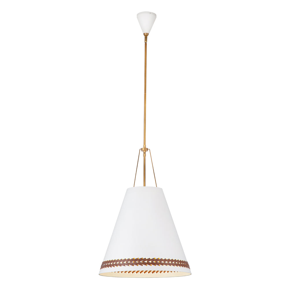ALORA Lighting PD342020MWHL Pendant Light, 3 Lights, Matte White/Hazelnut Leather