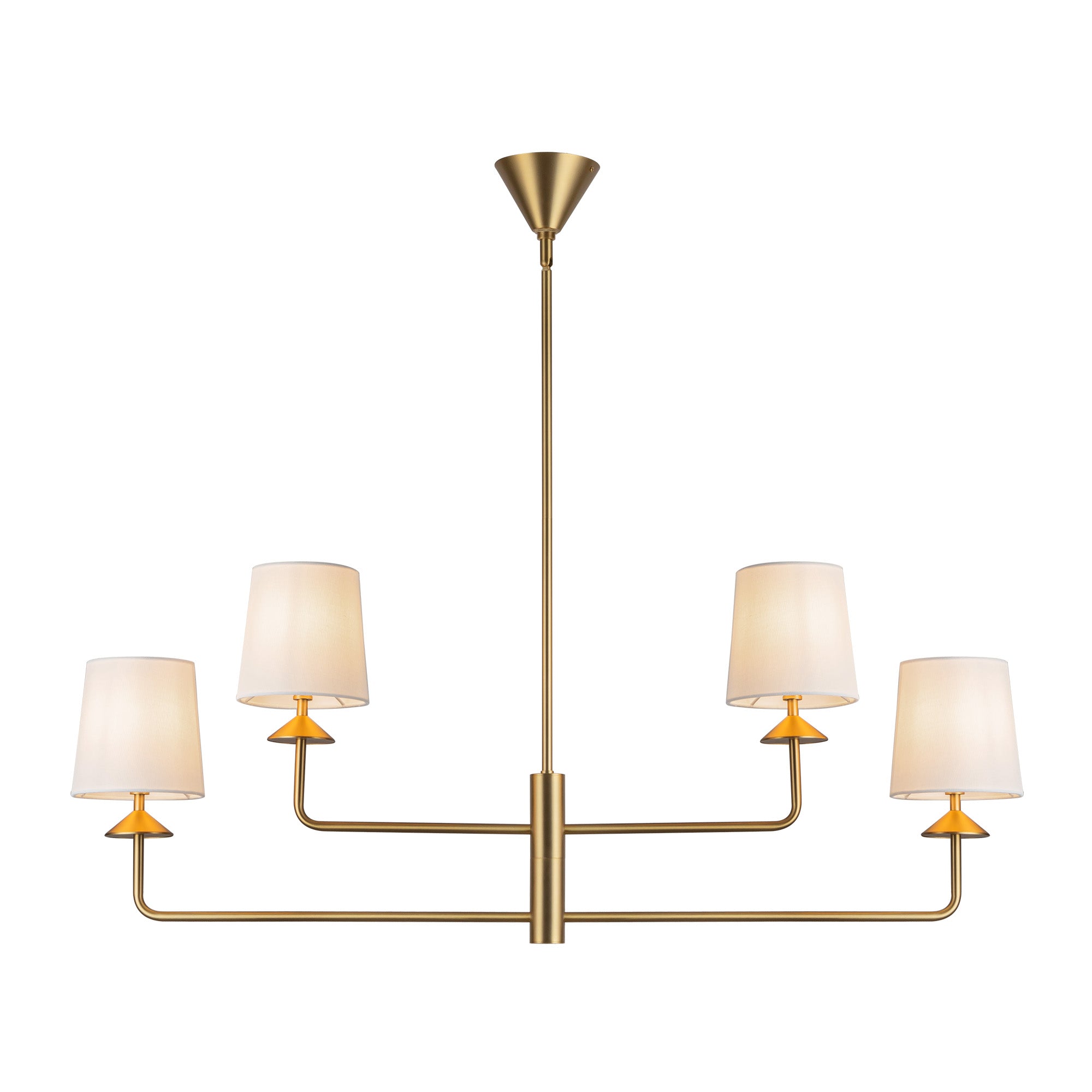 Bridgette 45-in Brushed Gold/White Linen Socket Chandelier