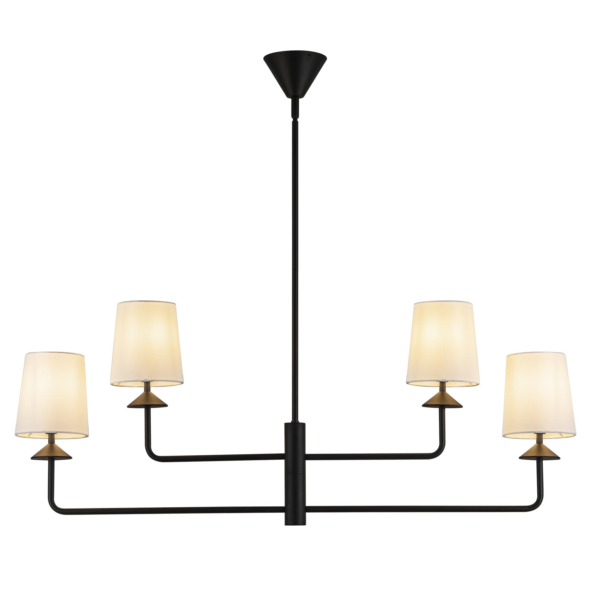 Bridgette 45-in Matte Black/White Linen Socket Chandelier