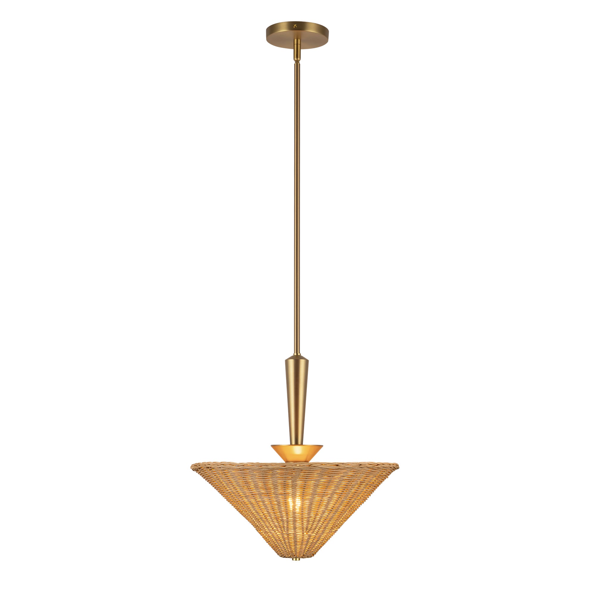 Bridgette 16-in Brushed Gold/Rattan Socket Pendant