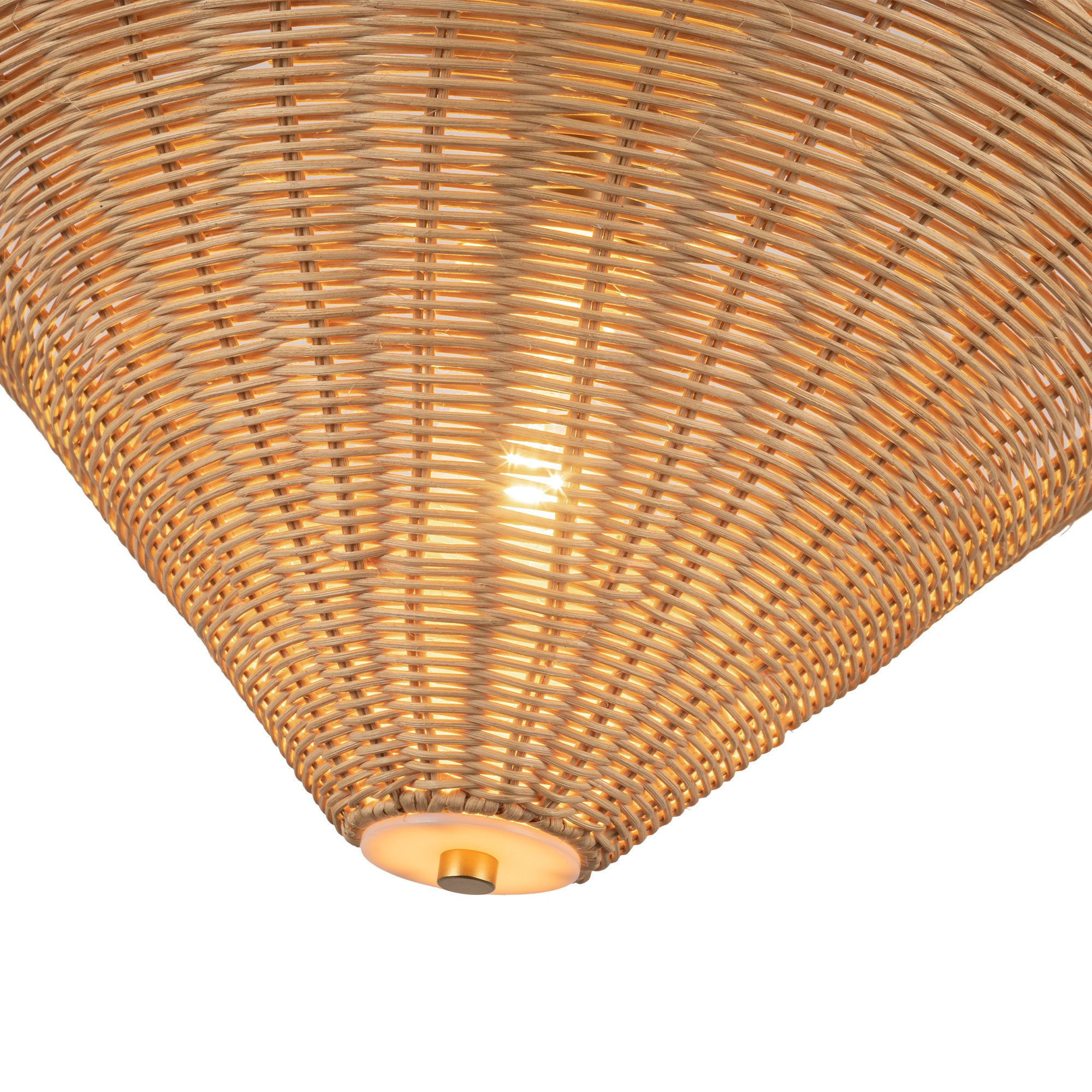 Bridgette 16-in Brushed Gold/Rattan Socket Semi-Flush Mount