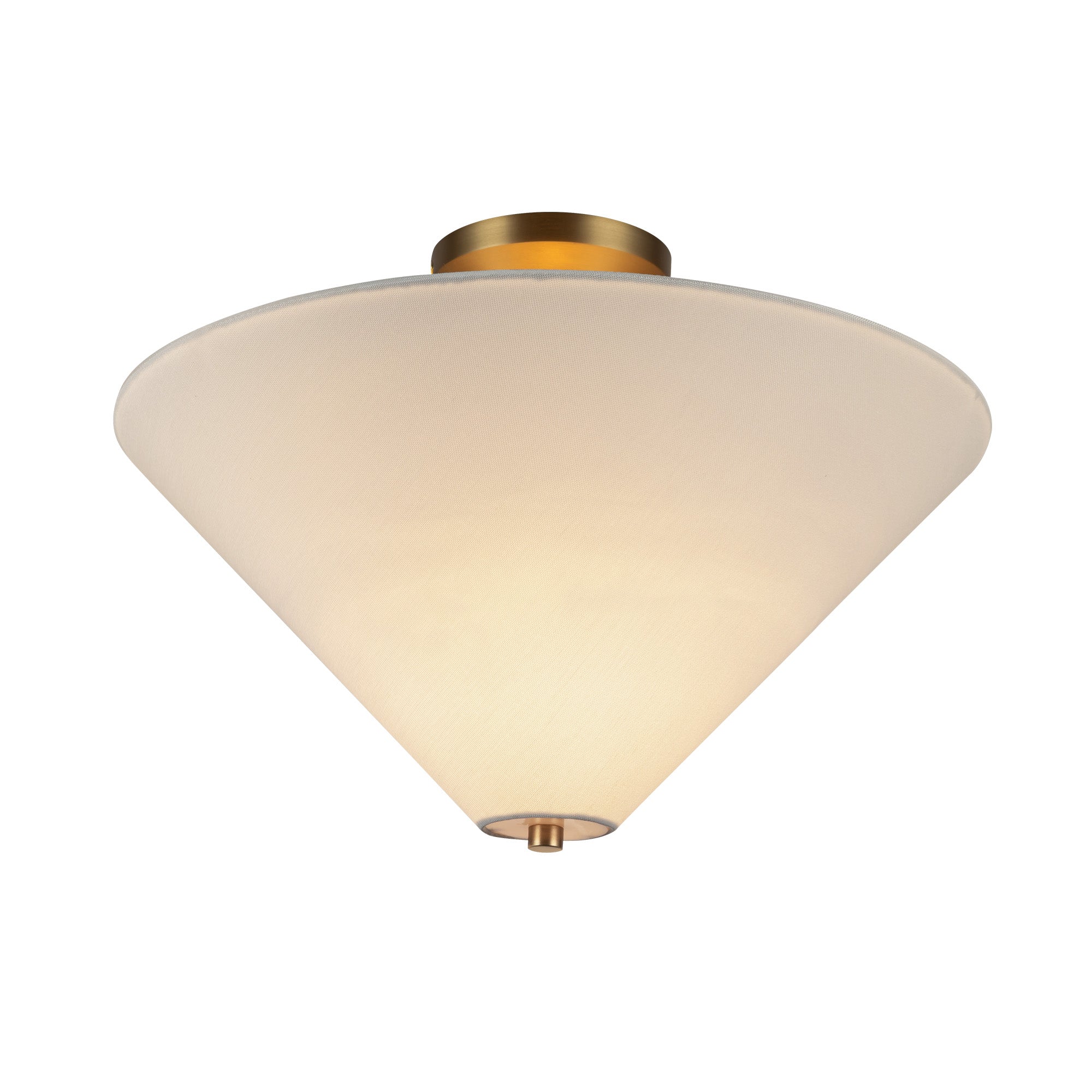 Bridgette 16-in Brushed Gold/White Linen Socket Semi-Flush Mount