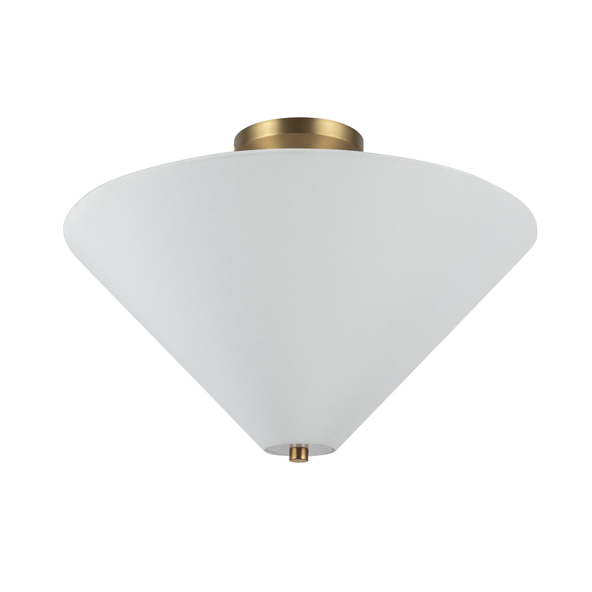 Bridgette 16-in Brushed Gold/White Linen Socket Semi-Flush Mount