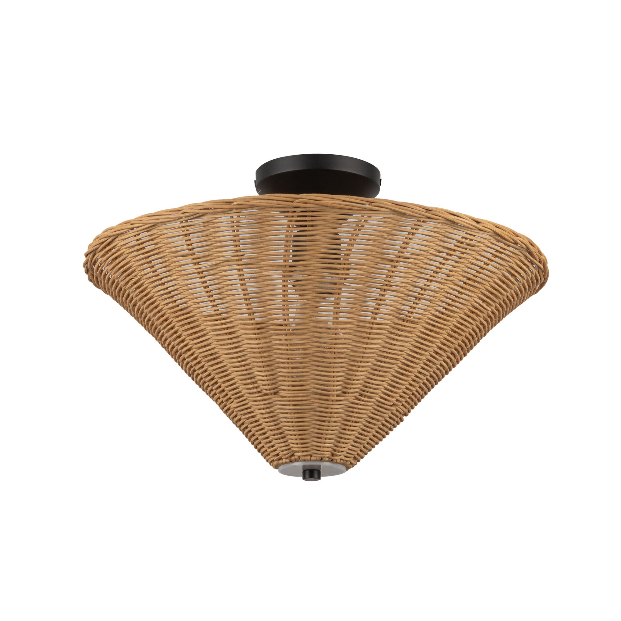 Bridgette 16-in Matte Black/Rattan Socket Semi-Flush Mount
