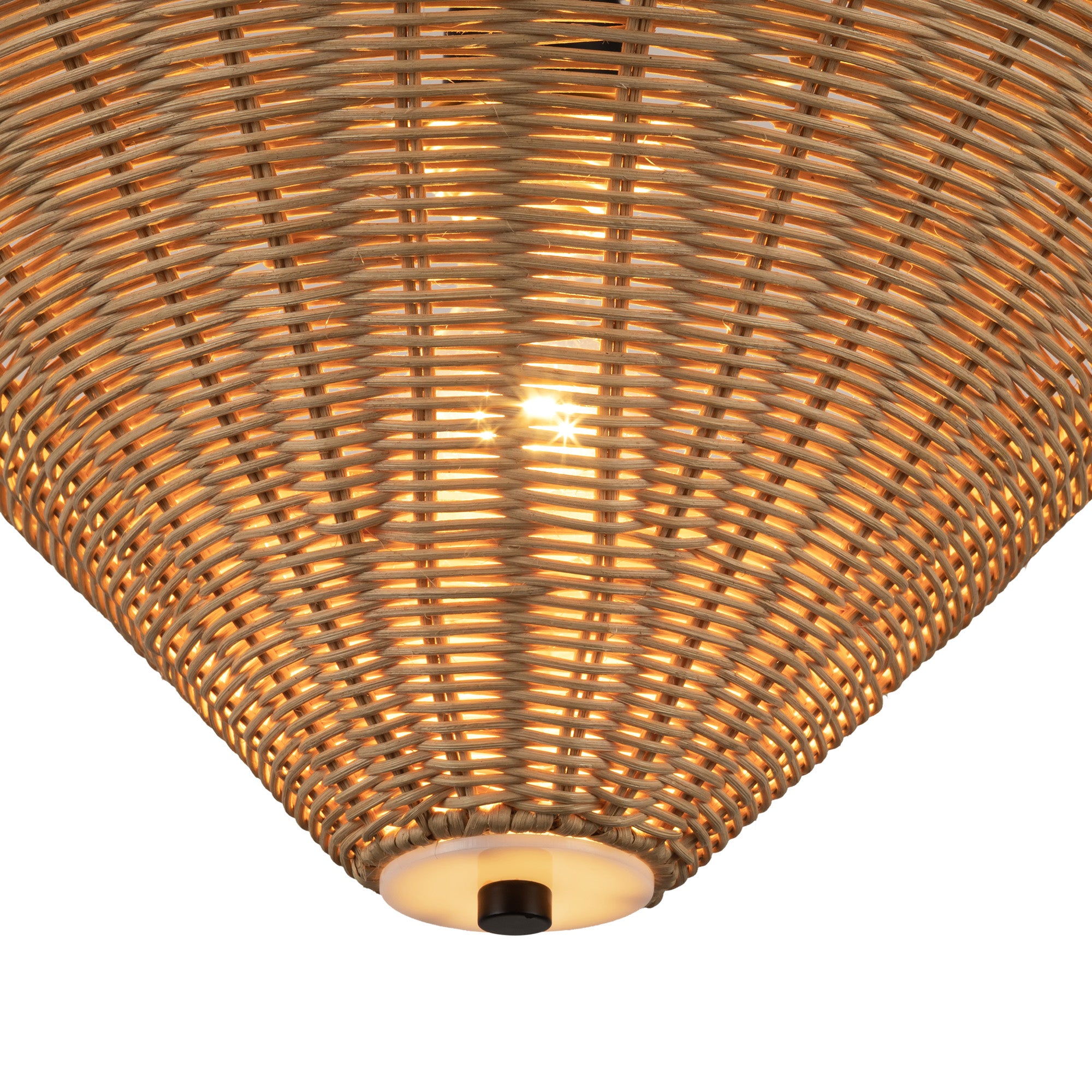 Bridgette 16-in Matte Black/Rattan Socket Semi-Flush Mount