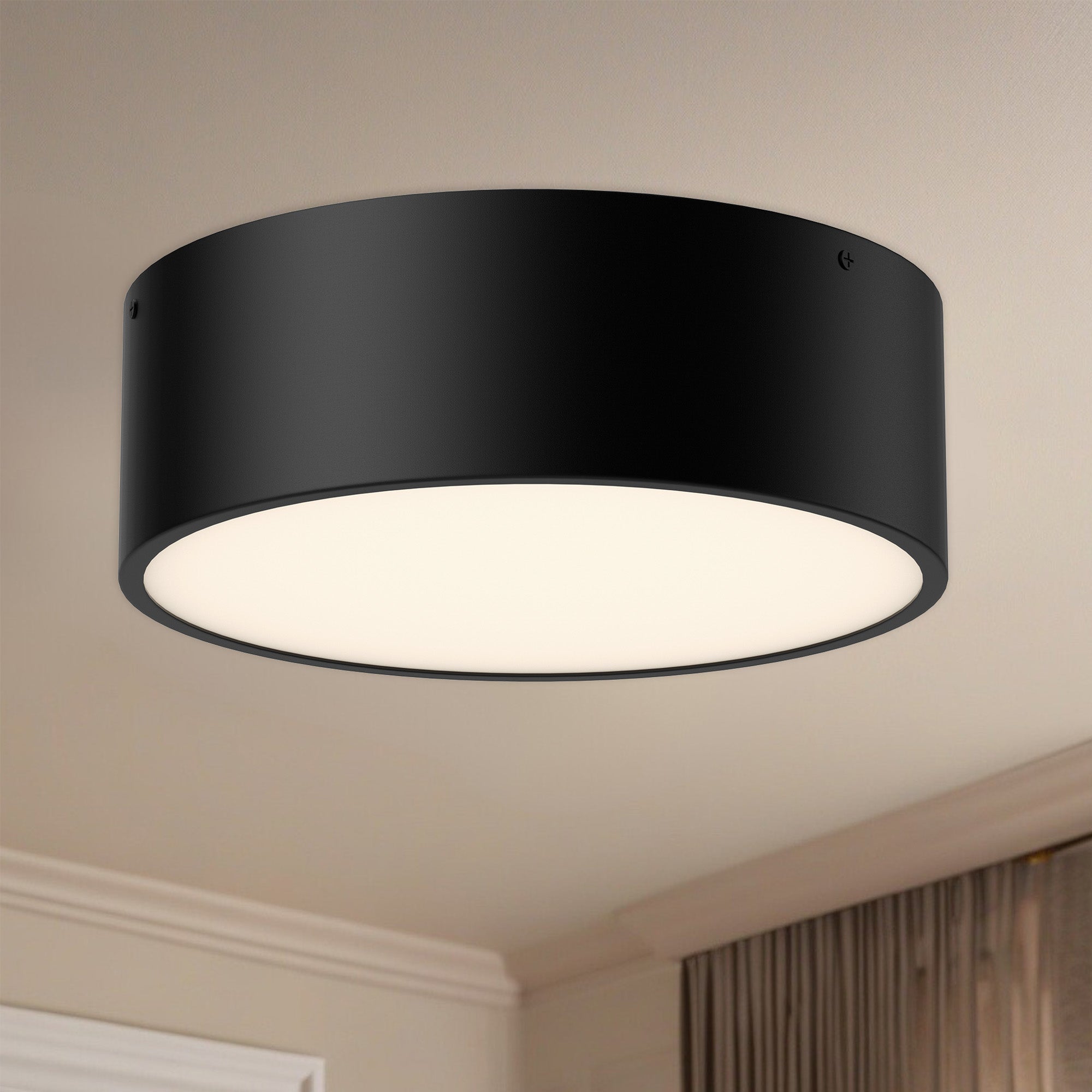 Brisbane 12-in Matte Black 2 Lights Flush Mount