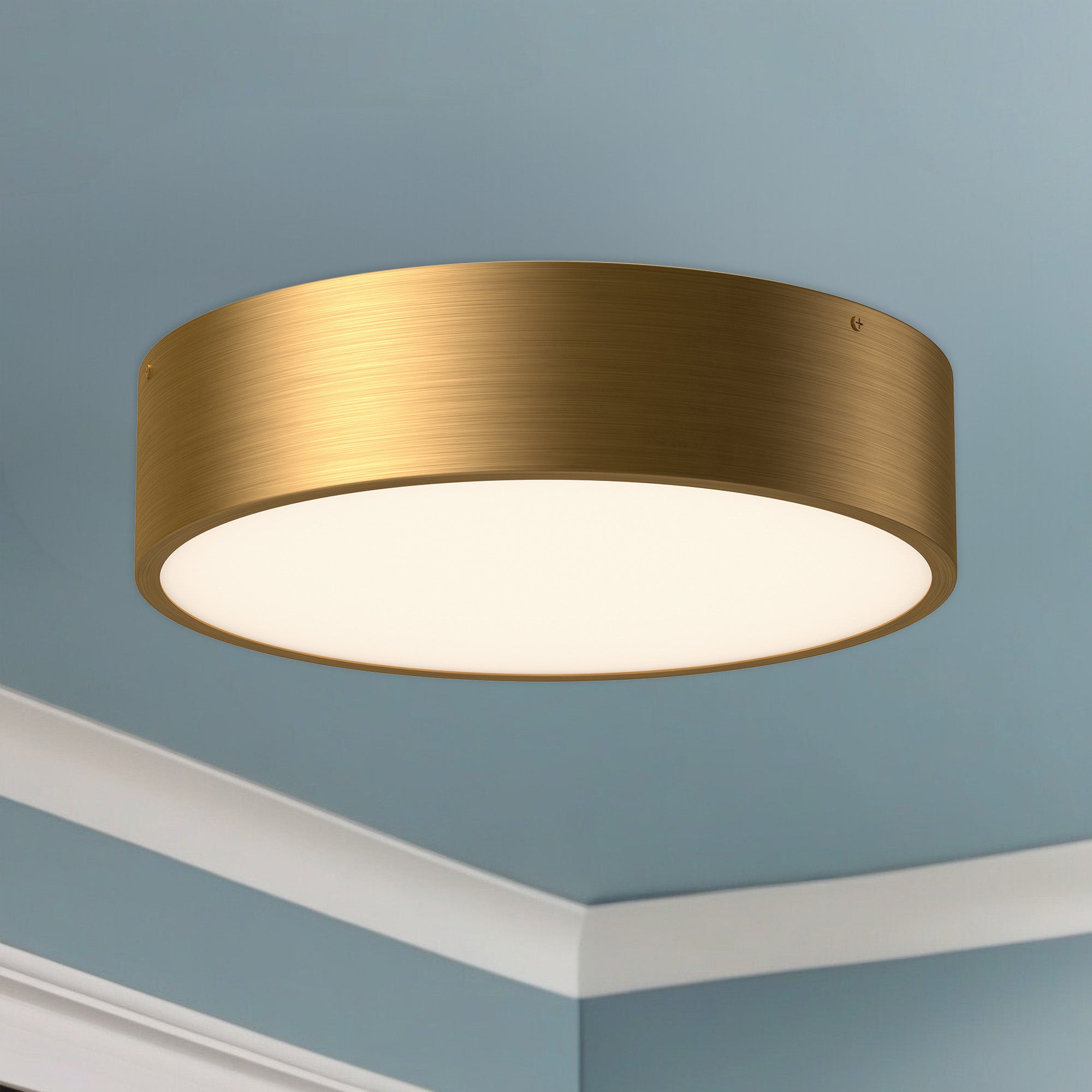 Brisbane 16-in Aged Gold 3 Lights Flush Mount