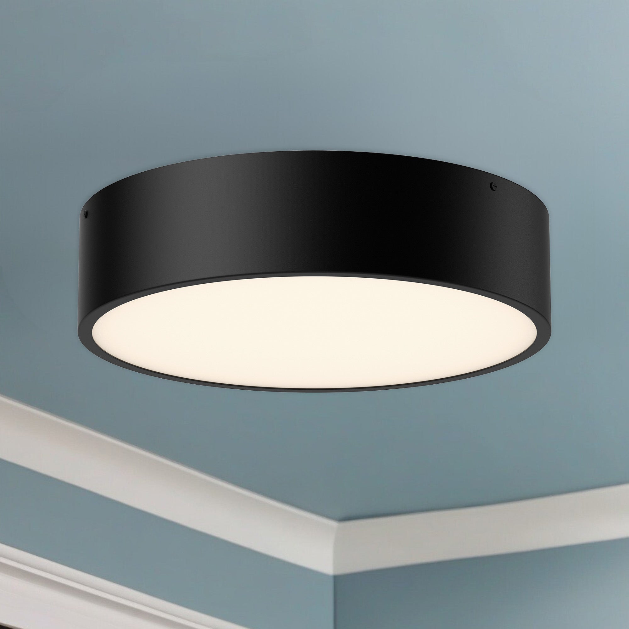 Brisbane 16-in Matte Black 3 Lights Flush Mount