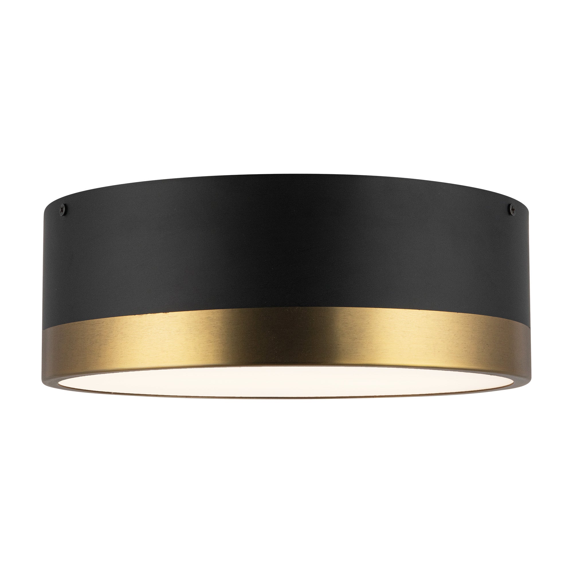 Brisbane 12-in Aged Gold/Matte Black 2 Lights Flush Mount
