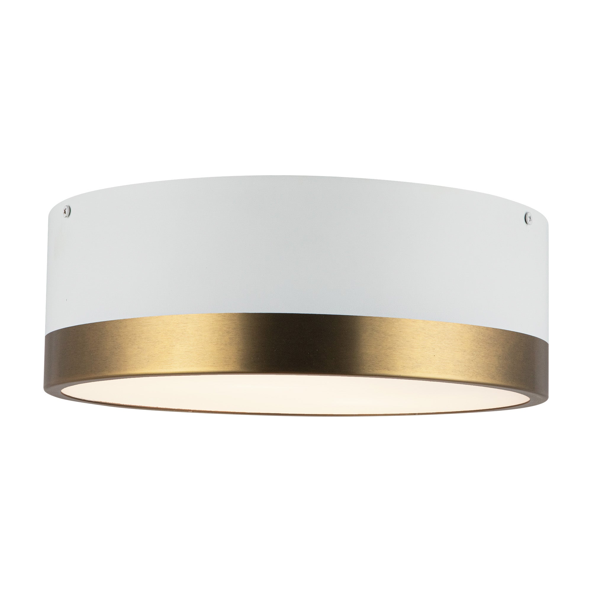 Brisbane 12-in Aged Gold/White 2 Lights Flush Mount