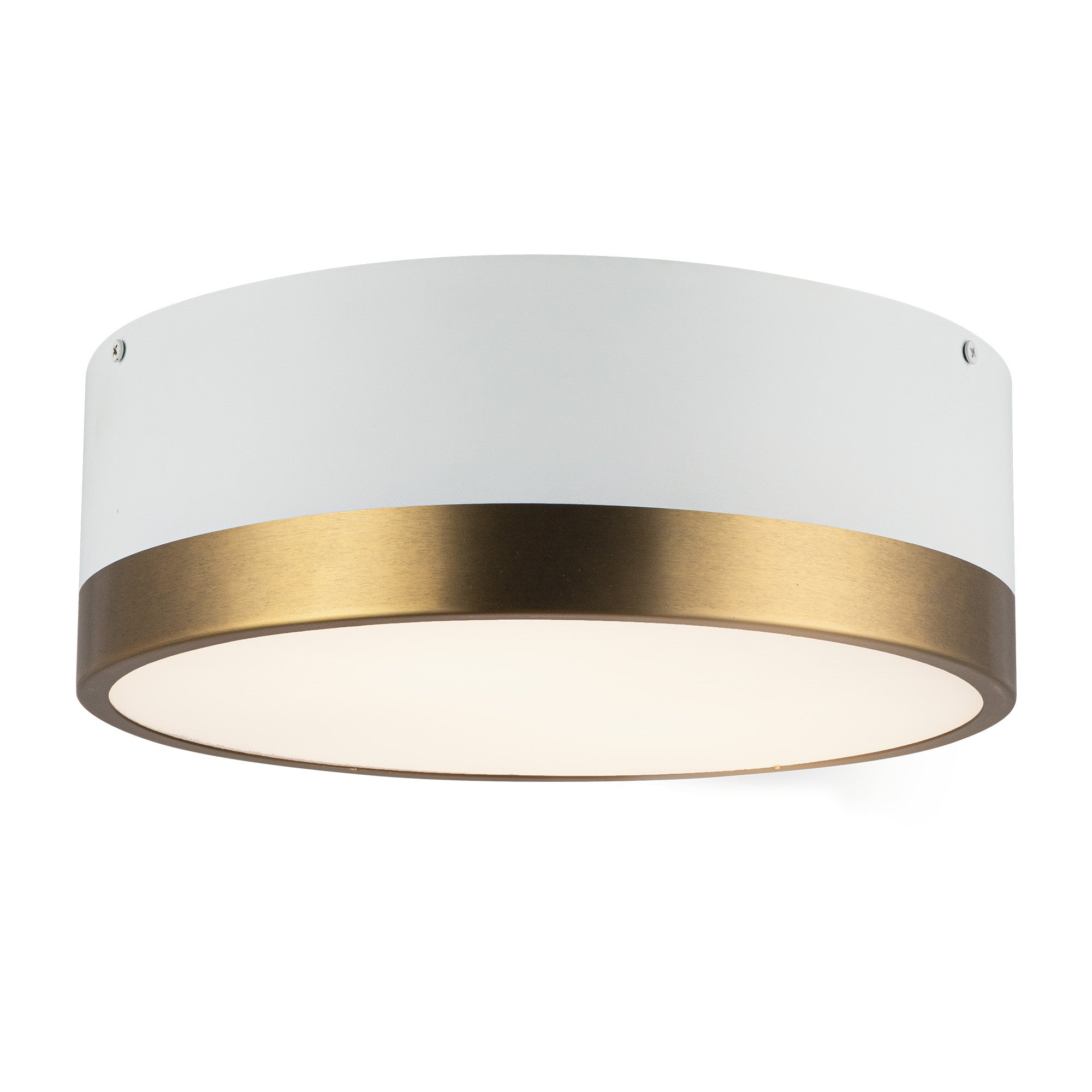 Brisbane 12-in Aged Gold/White 2 Lights Flush Mount