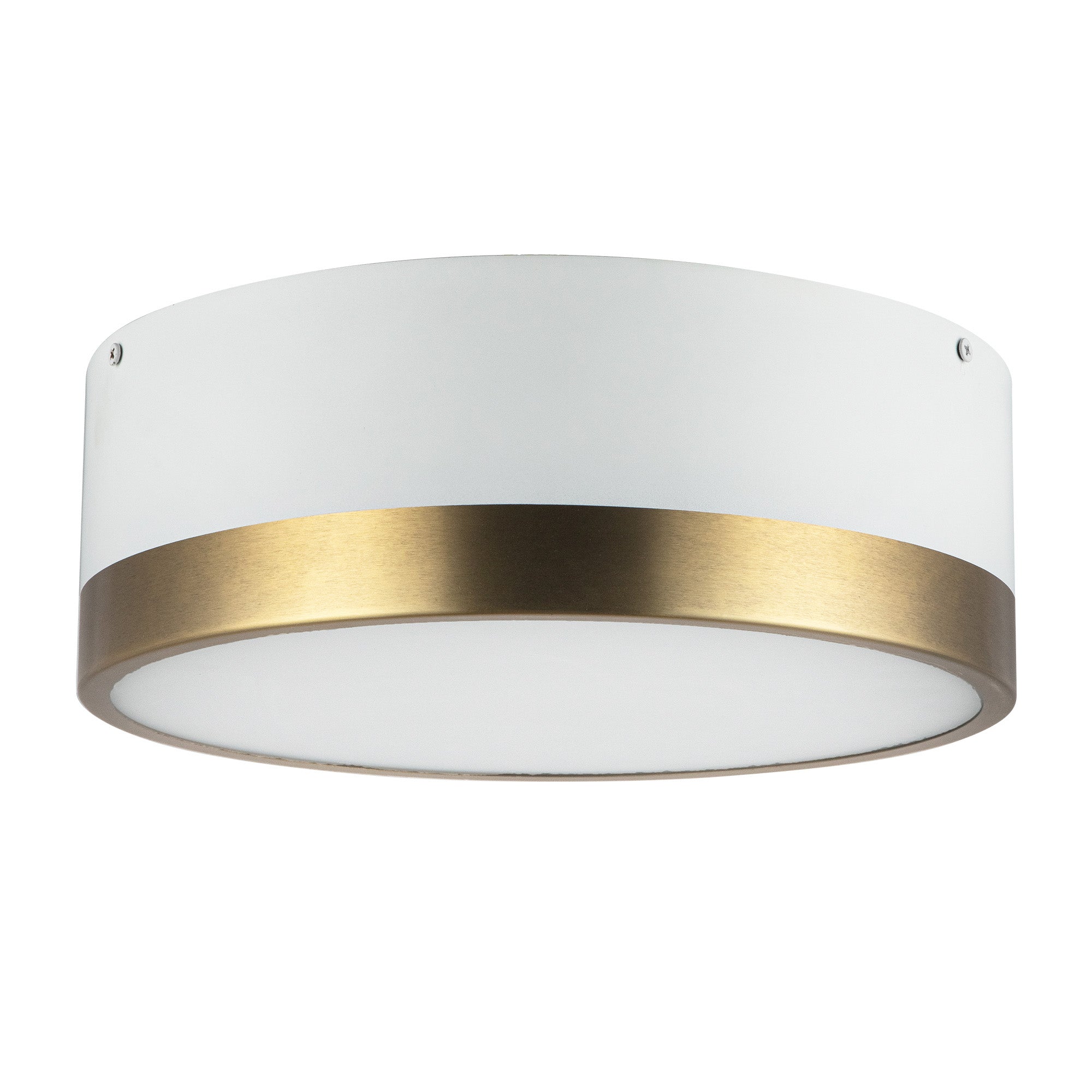 Brisbane 12-in Aged Gold/White 2 Lights Flush Mount